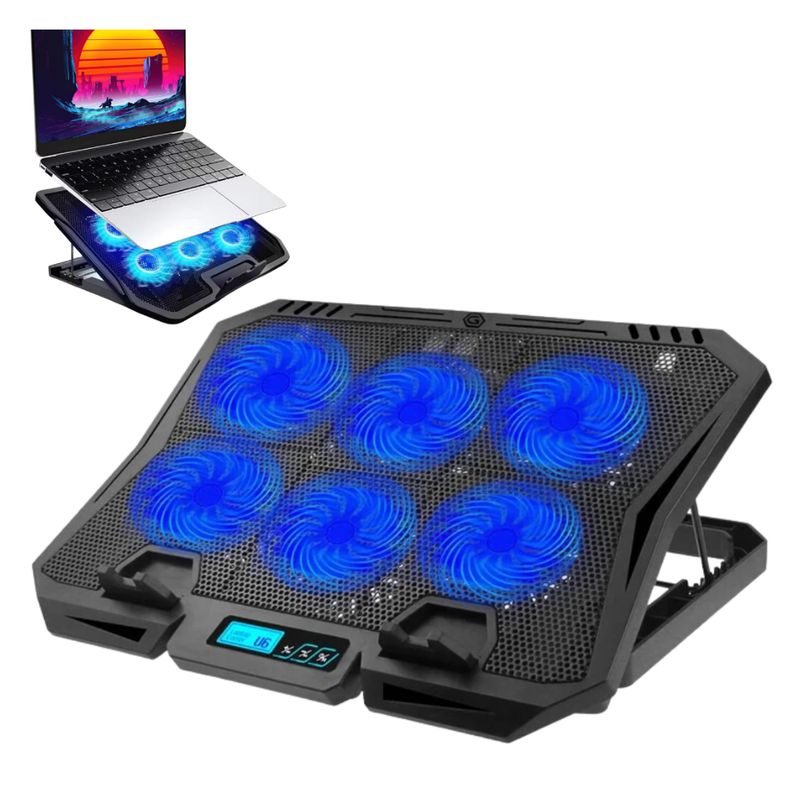 GENERICO - Soporte Base Cooler Ventilador para Laptop Notebook 6 ventiladores X6A