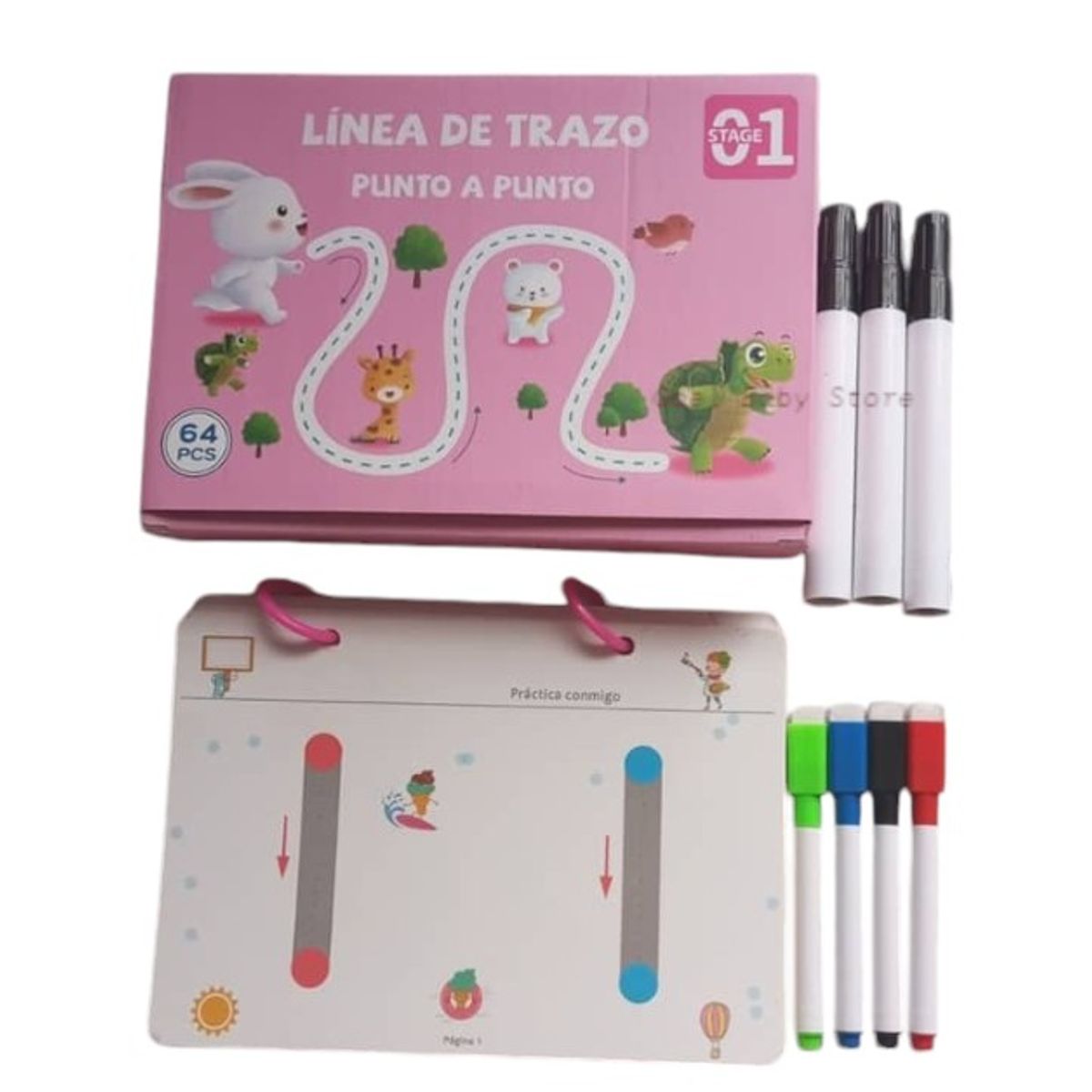 GENERICO - LIBRO DE TRAZOS PARA NIÑOS COLOR ROSADO