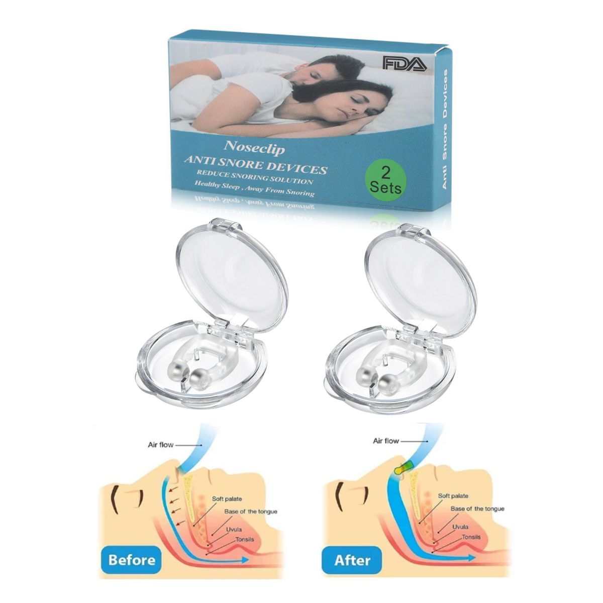 ROHS - Clip nasal Antirronquidos para dejar de Roncar x 2 unidades