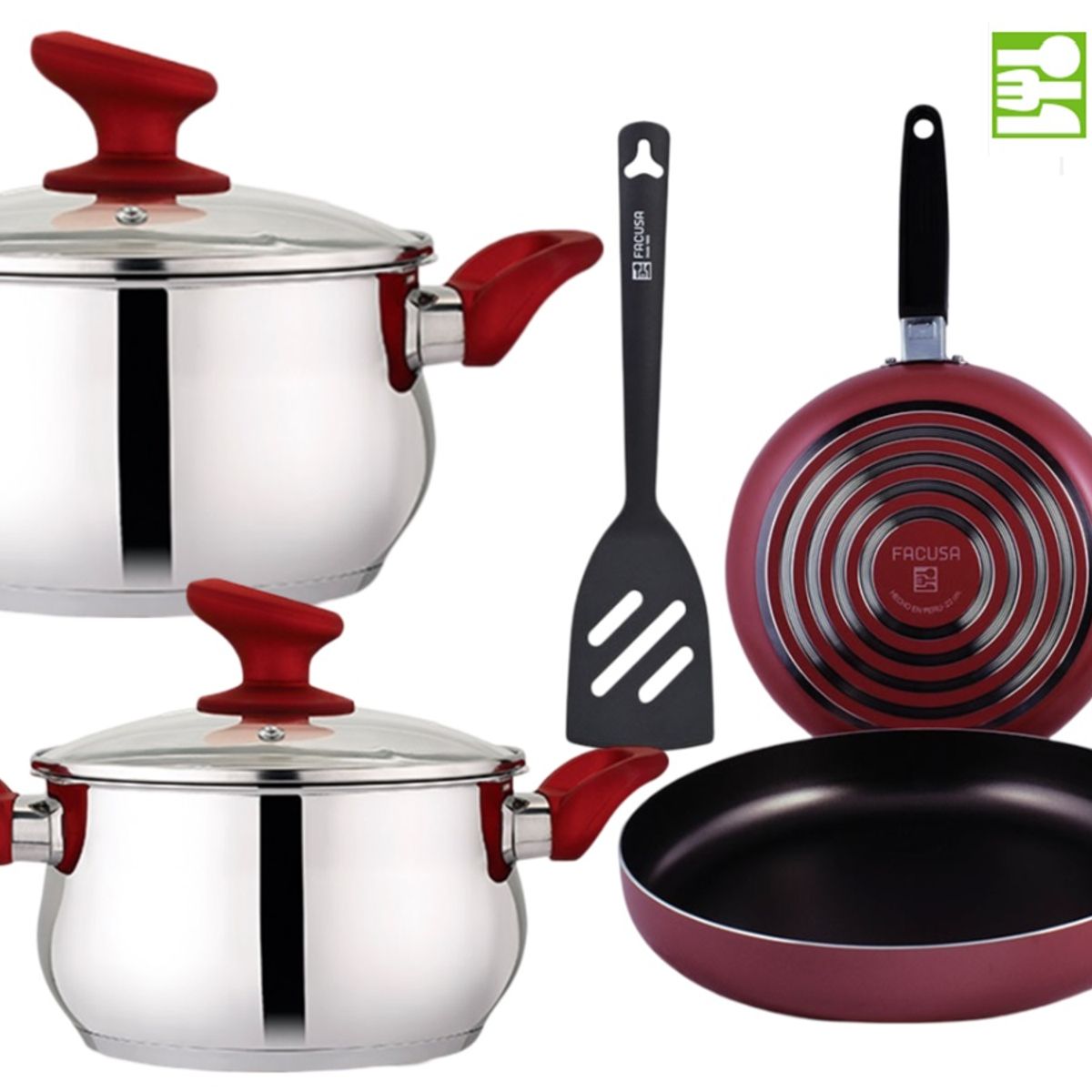 FACUSA - Juego de Ollas 7 piezas con Sartenes Facusa