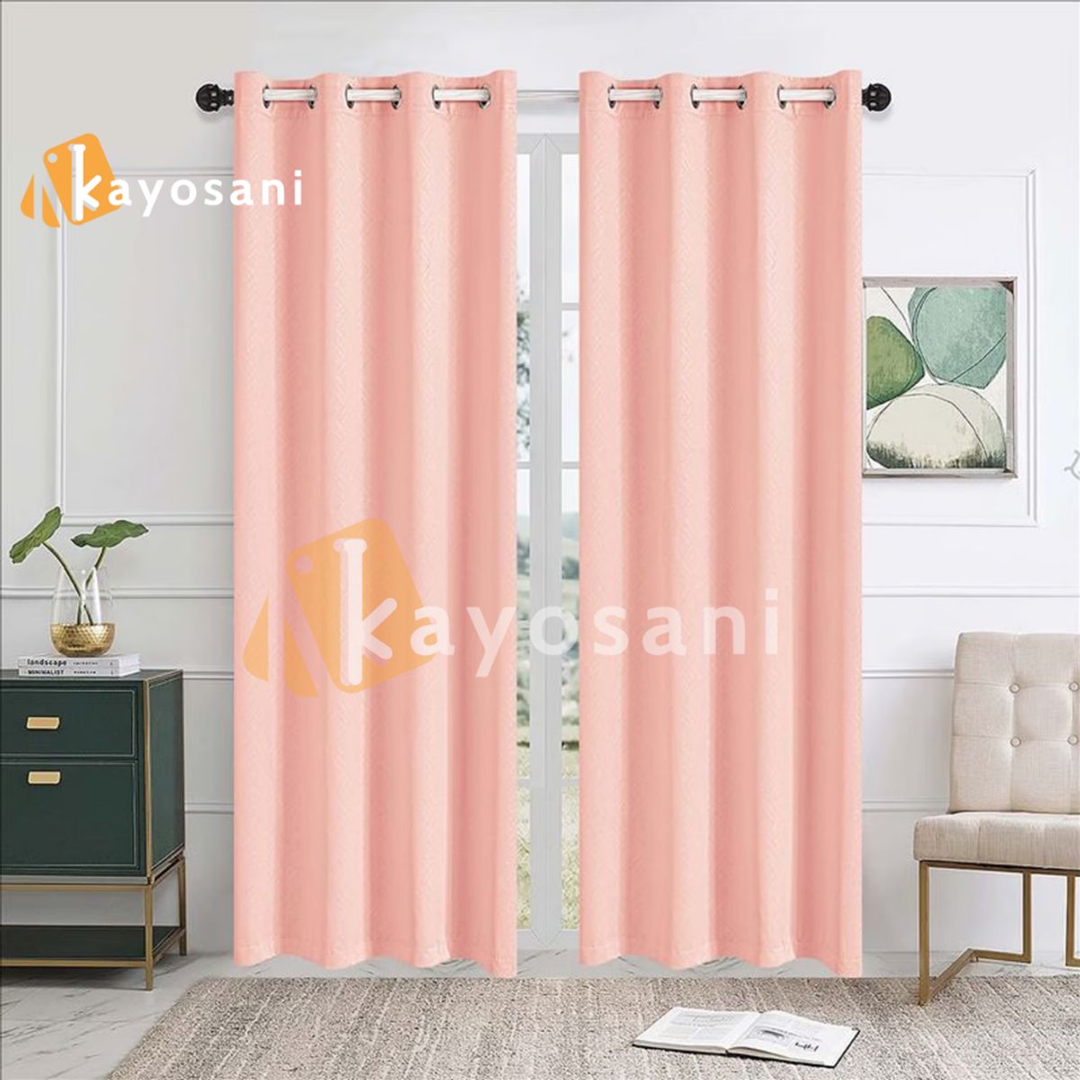 CASATEX - Set de Cortinas de Tela JACQUARD 140x200cm MELON