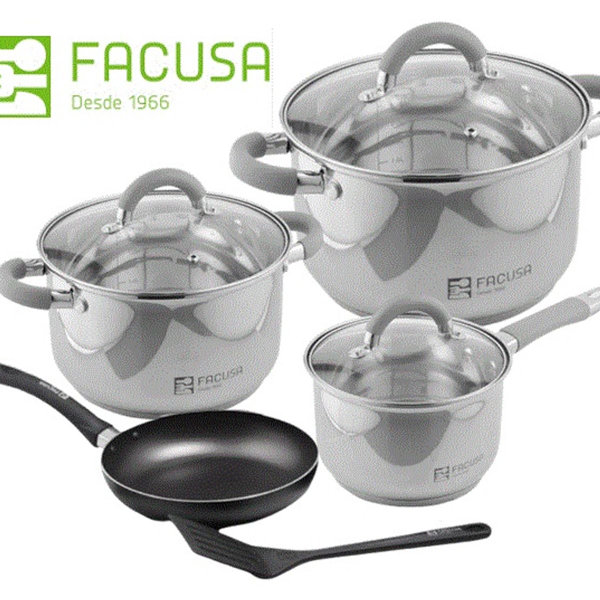 FACUSA - Juego de Ollas 8 piezas + Sartén con Espátula