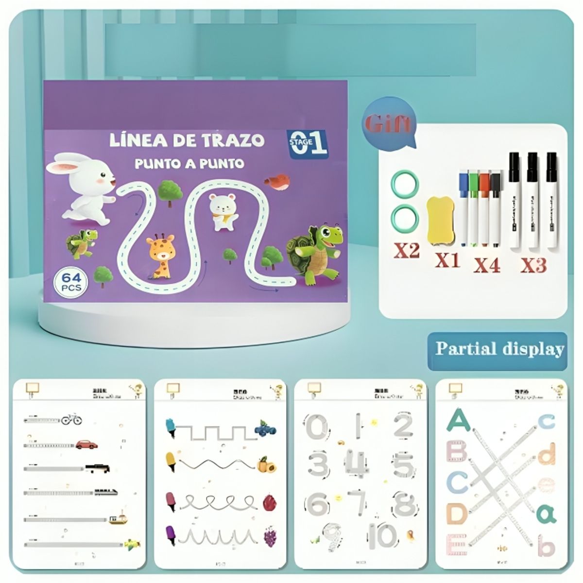 GENERICO - Set de Libro Mágico Stroke Line Reutilizable para Niños as