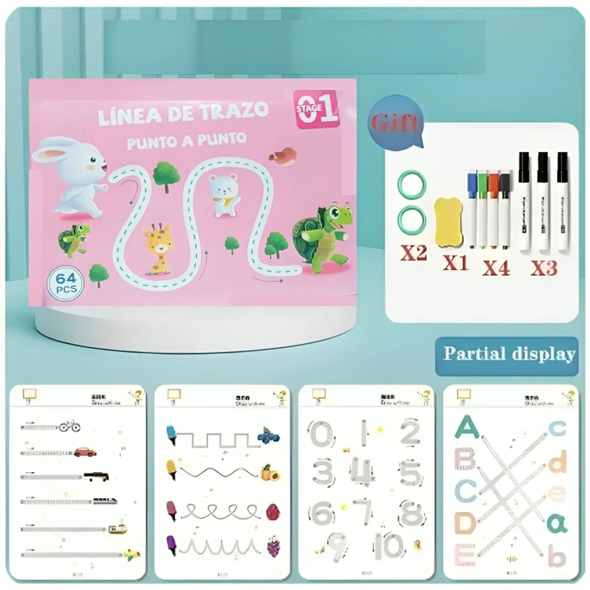 GENERICO - Set de Libro Mágico Stroke Line Reutilizable para Niños as