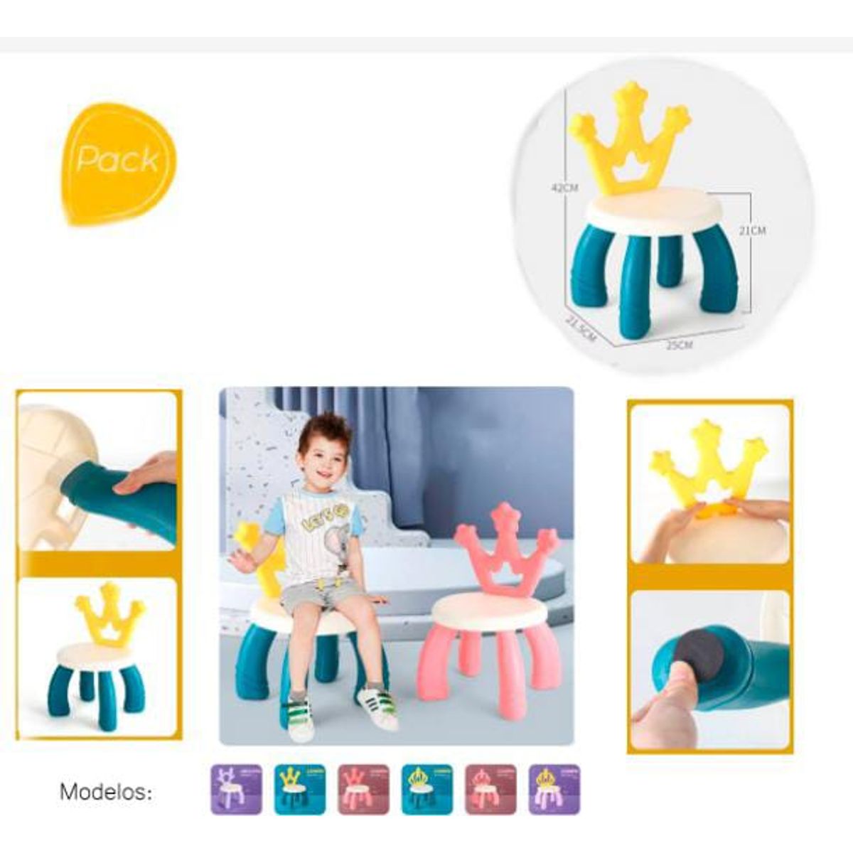 GENERICO - Pack de 2 sillas divertidas para bebes niño y niñas