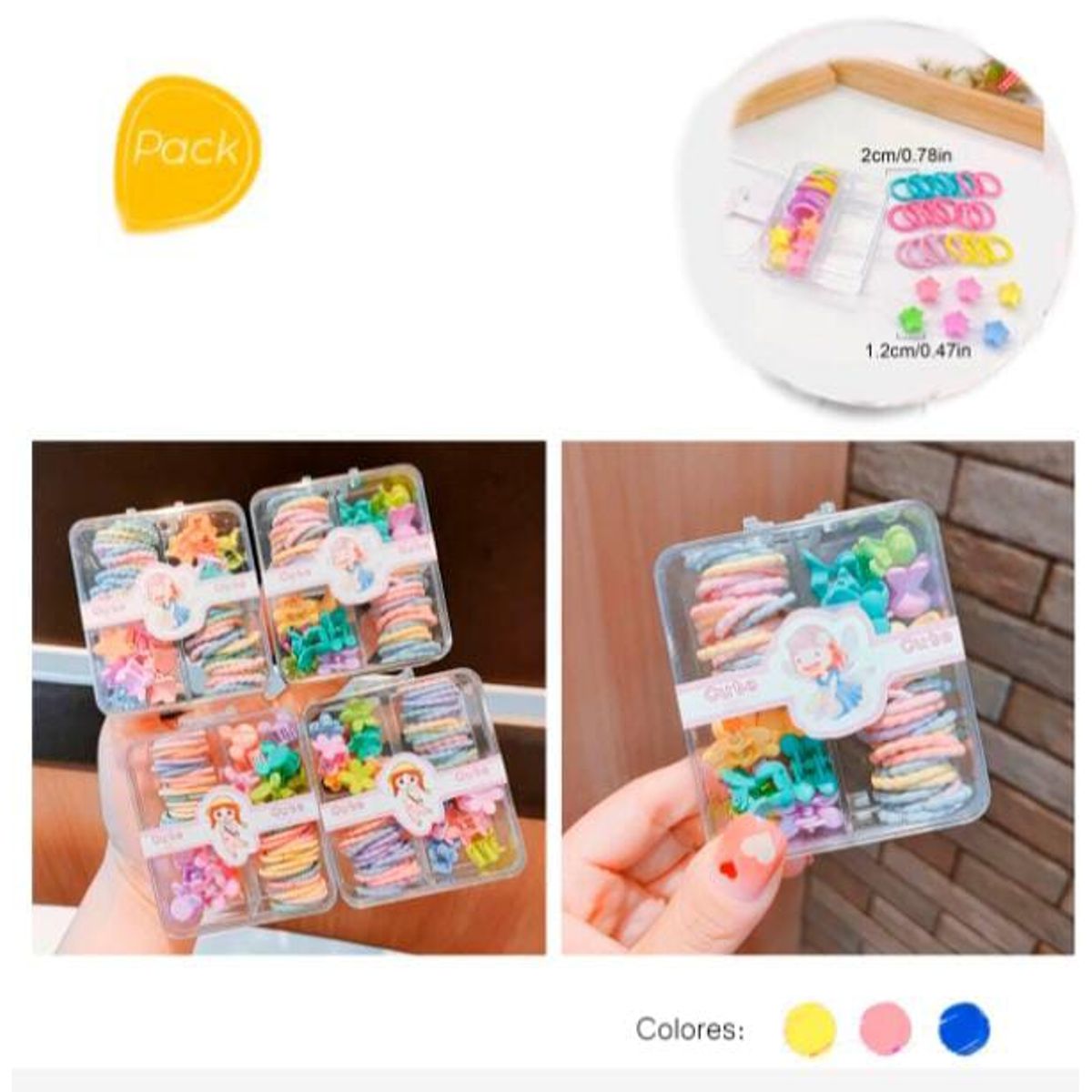 GENERICO - Pack de 2 cajas Caja de Mini Lazos para el Cabello