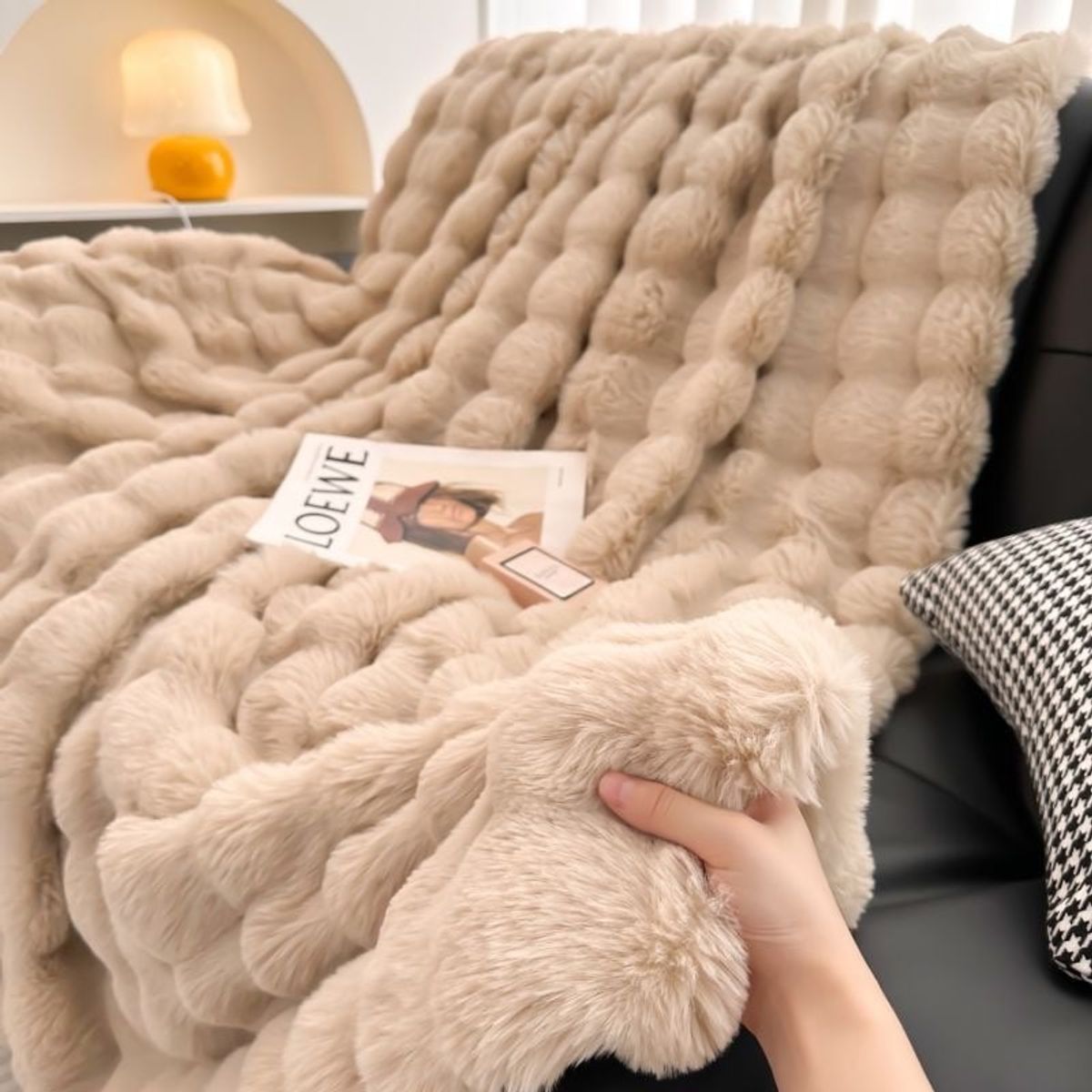 GENERICO - MANTA DE PIEL SINTETICA DE CONEJO CON CARNERO