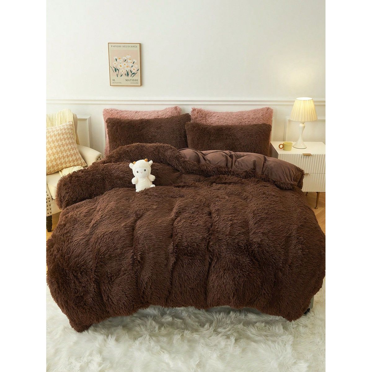 GENERICO - EDREDON  AFELPADO PIEL DE OSO  5 piezas