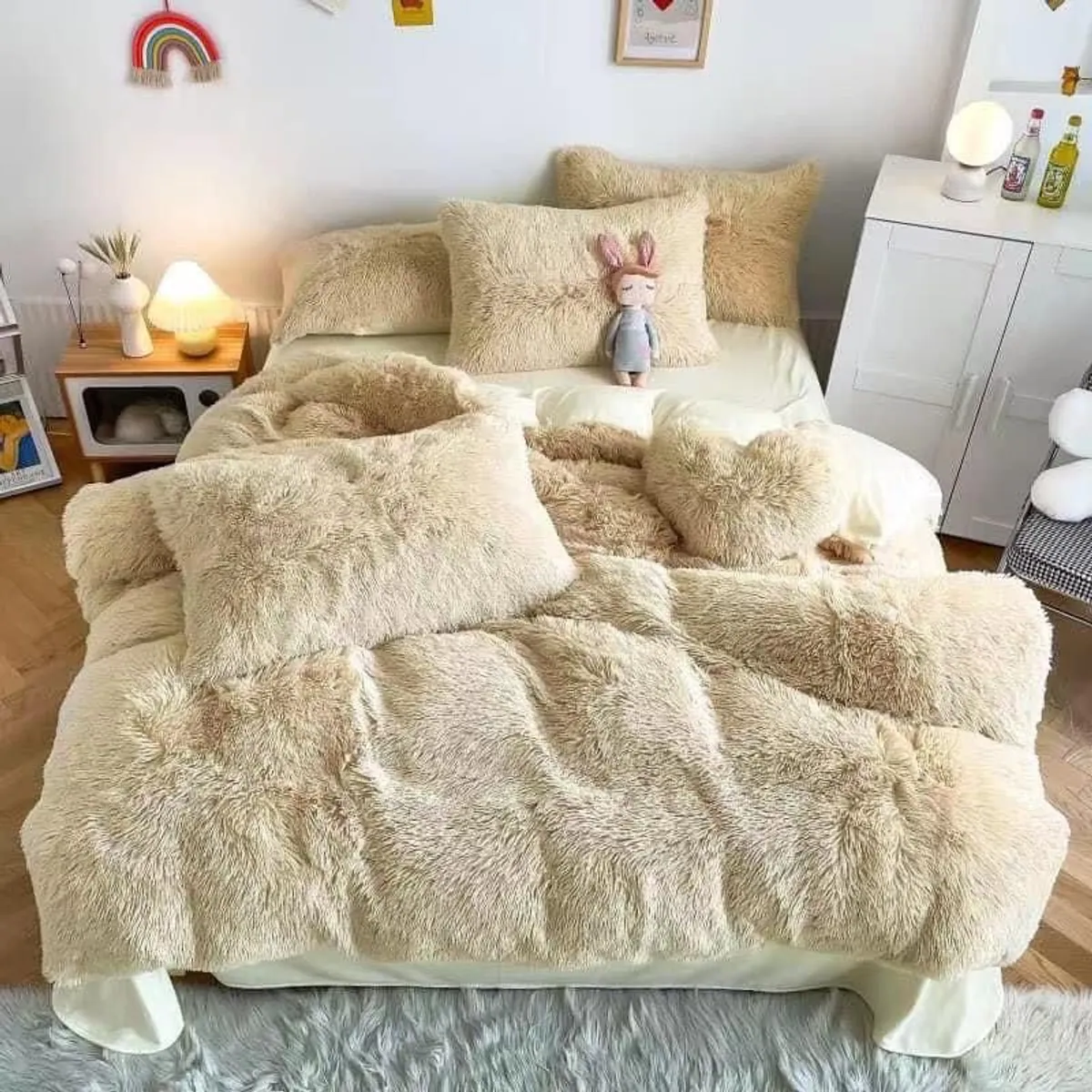 GENERICO - EDREDON  AFELPADO PIEL DE OSO  5 piezas