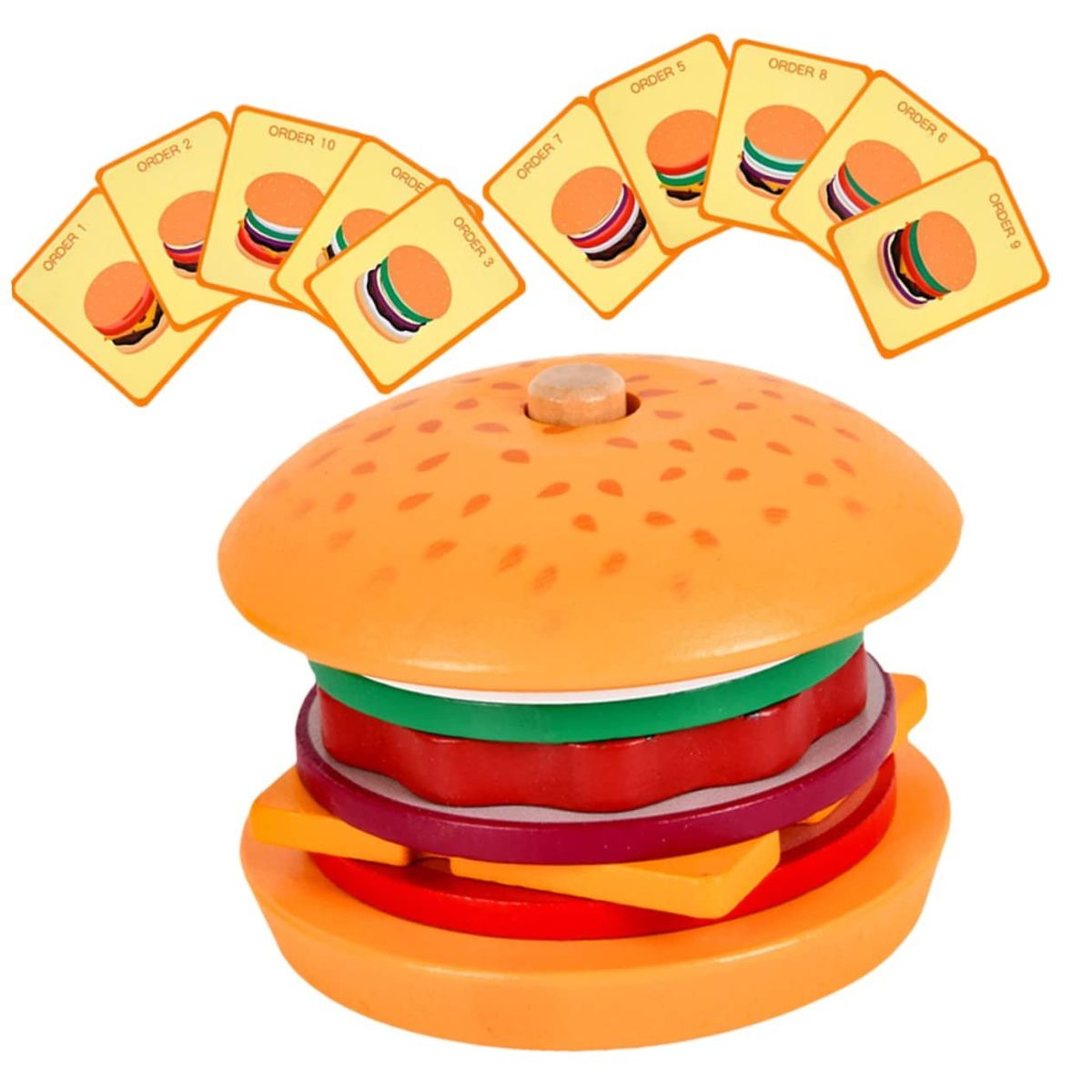 GENERICO - Juguetes apilables de madera forma de hamburguesas