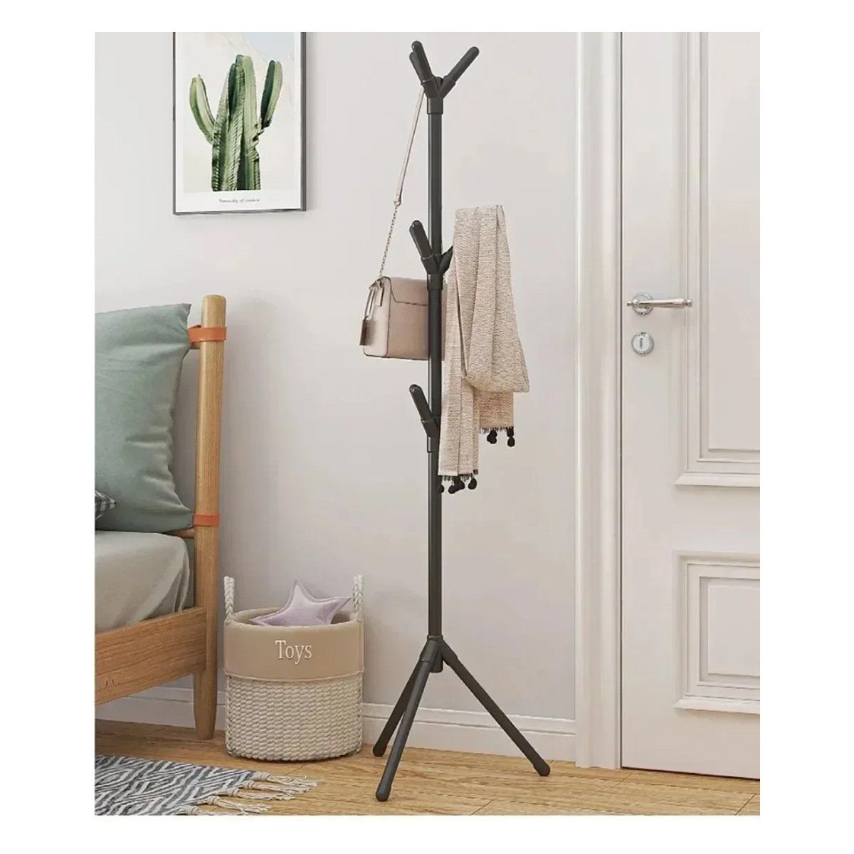 GRETAIL - Perchero De Metal Organizador 9 Colgadores Estante Negro 170CM