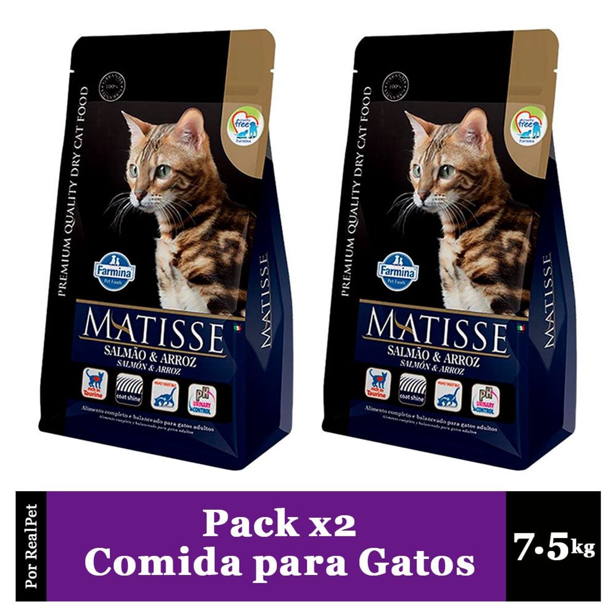 MATISSE - Pack x2 Comida de Gato Adulto Matisse Salmón y Arroz 7.5 kg