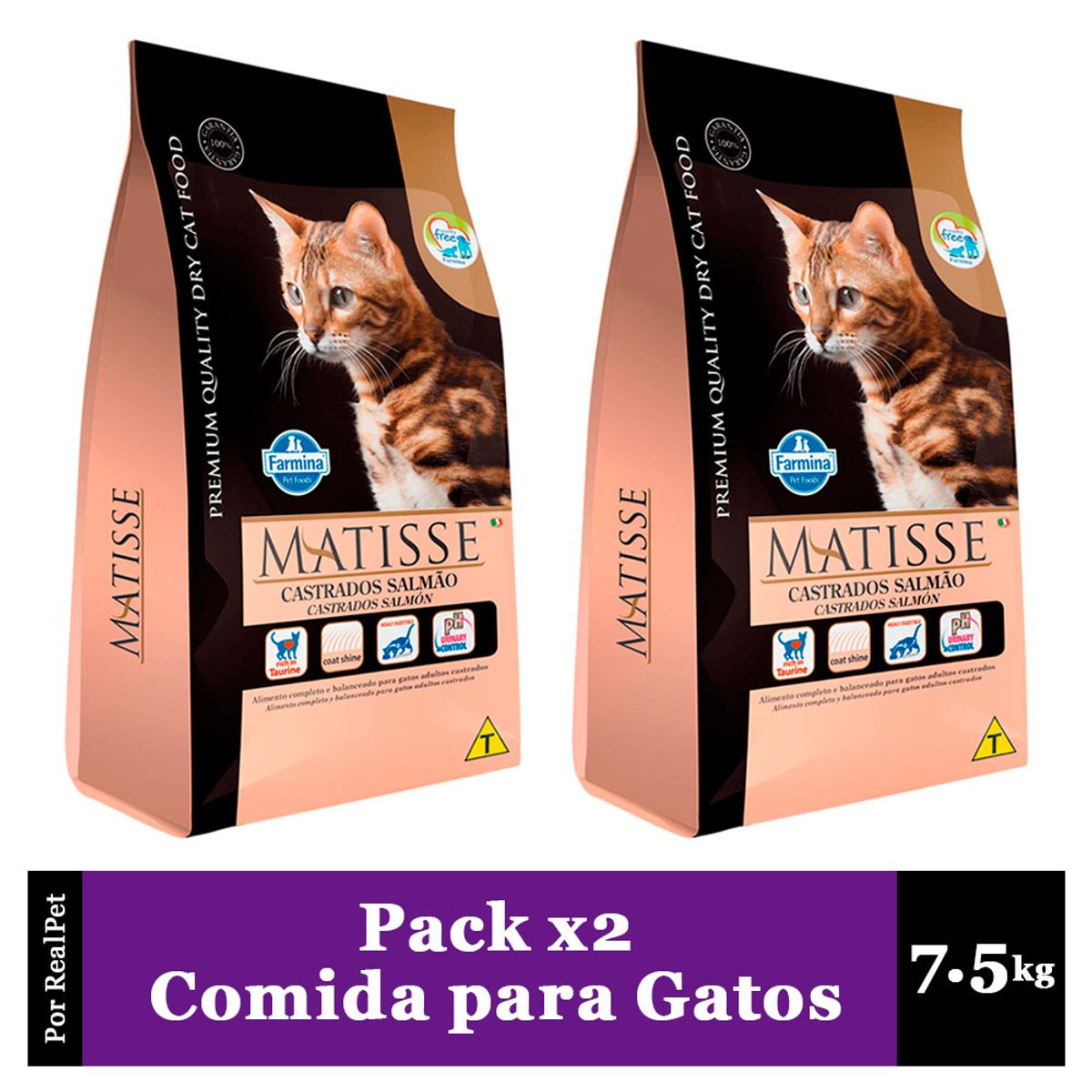 Pack x2 Comida de Gato Adulto Castrado Matisse Salmón 7.5 kg, marca MATISSE - Foto Principal