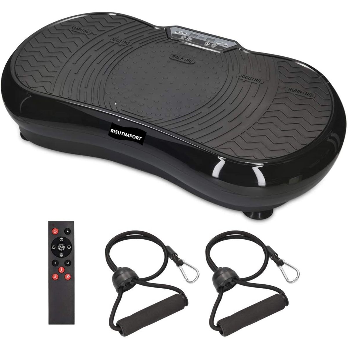 RISUTIMPORT - Plataforma Vibratoria Fitness PROF + Control Remoto Entrada USB Ligas