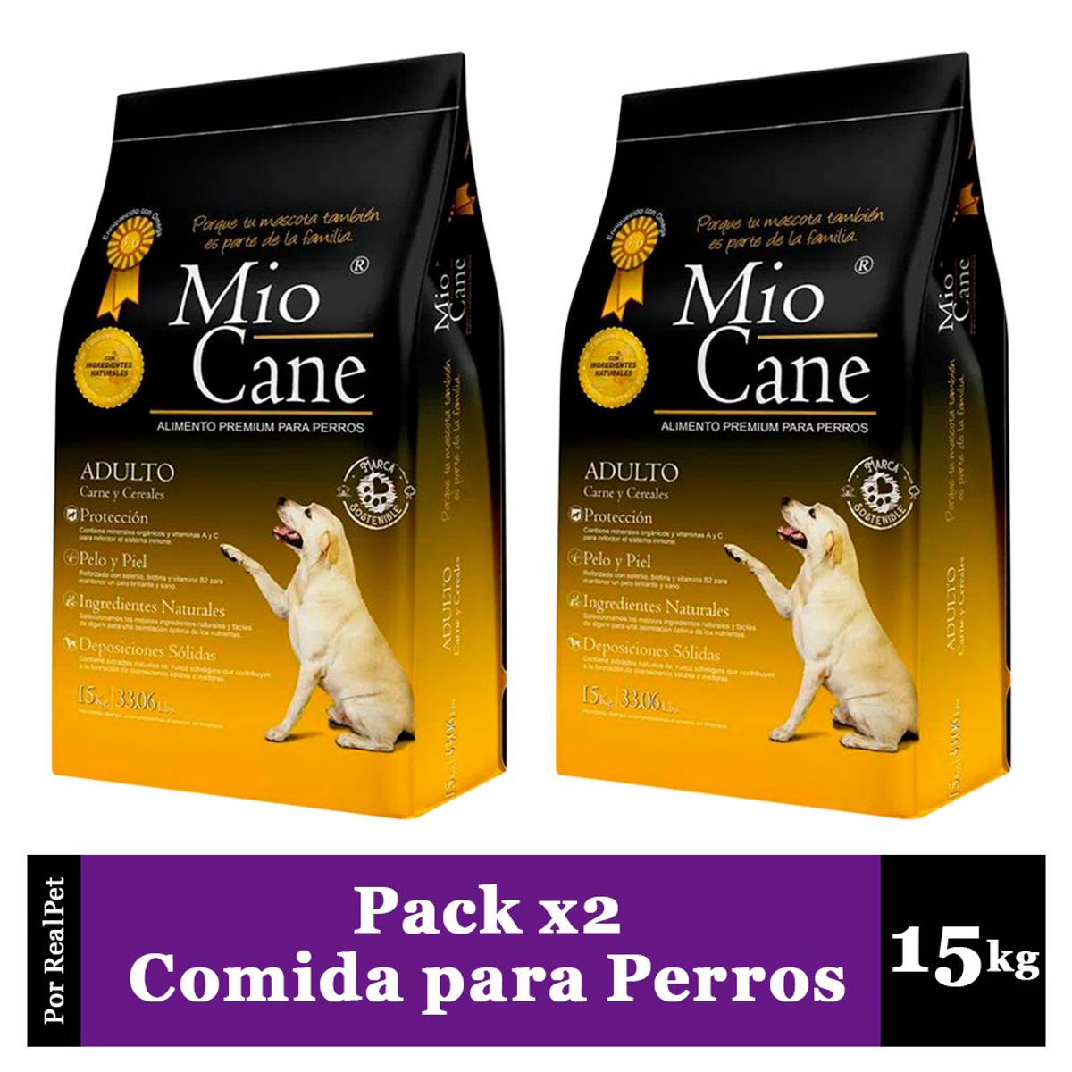MIO CANE - Pack x2 Comida para Perro Adulto Mio Cane Premium 15 kg