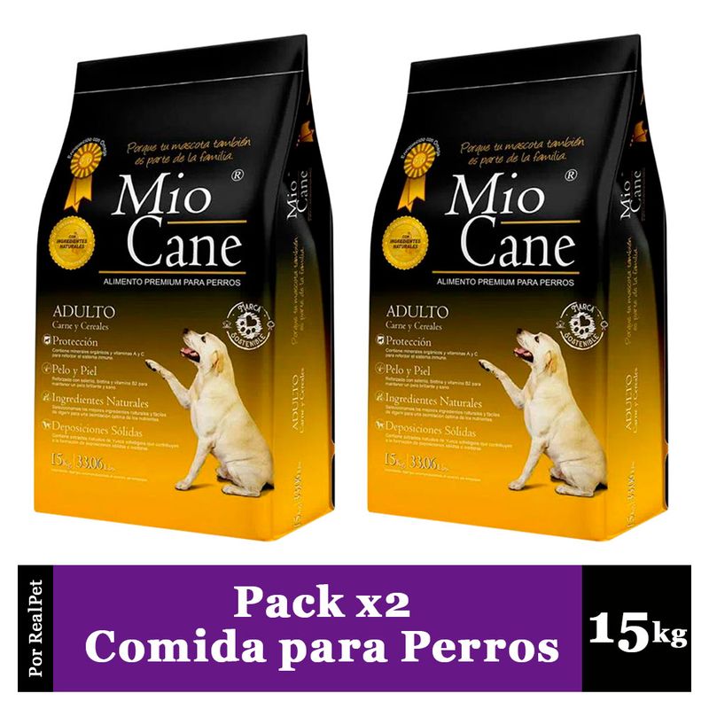 MIO CANE - Pack x2 Comida para Perro Adulto Mio Cane Premium 15 kg