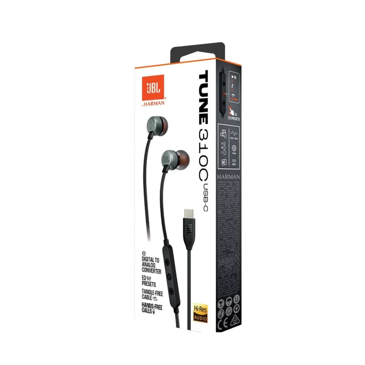 JBL - JBL Tune 310C USB-C Audífono Alámbrico y Preajuste de Ecualización -BK
