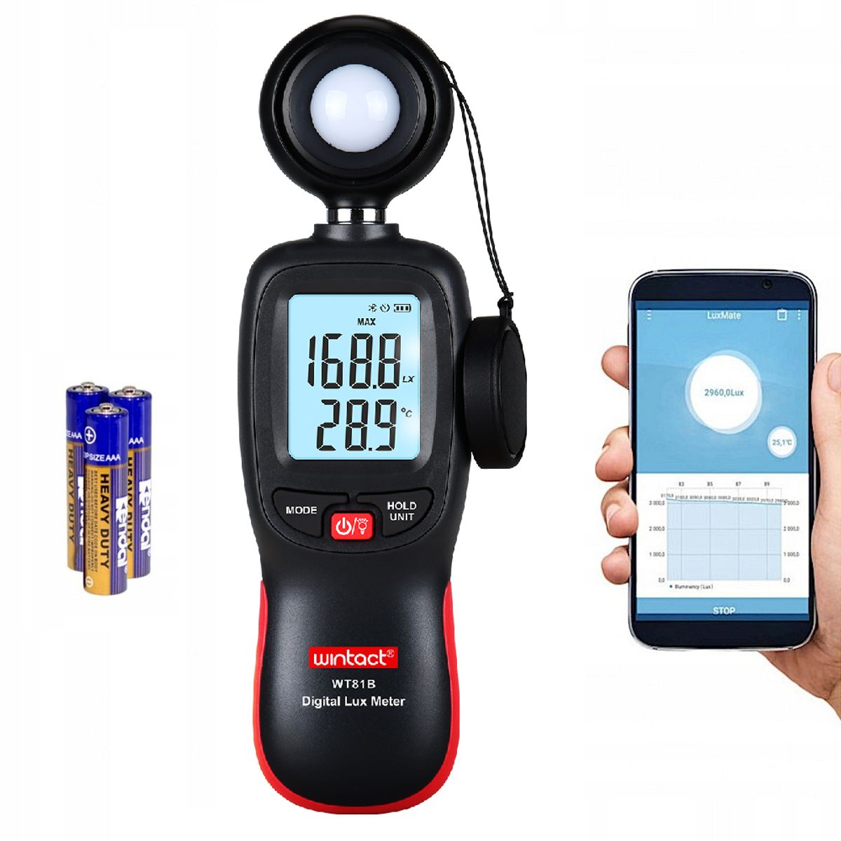 OEM - Luxómetro Profesional Medidor de Luz con Bluetooth - WINTACT WT81B