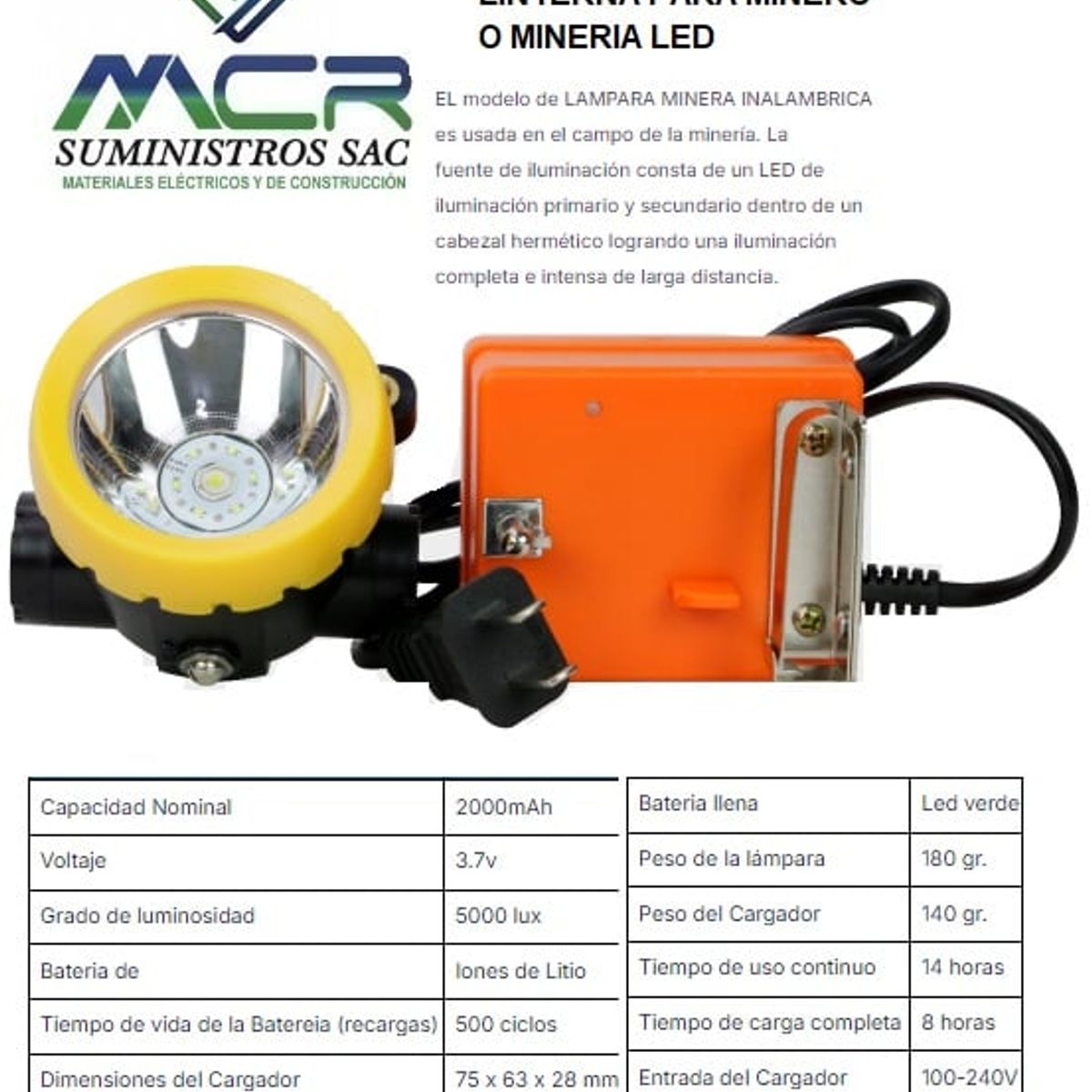GENERICO - LINTERNA PARA MINERO O MINERIA LED