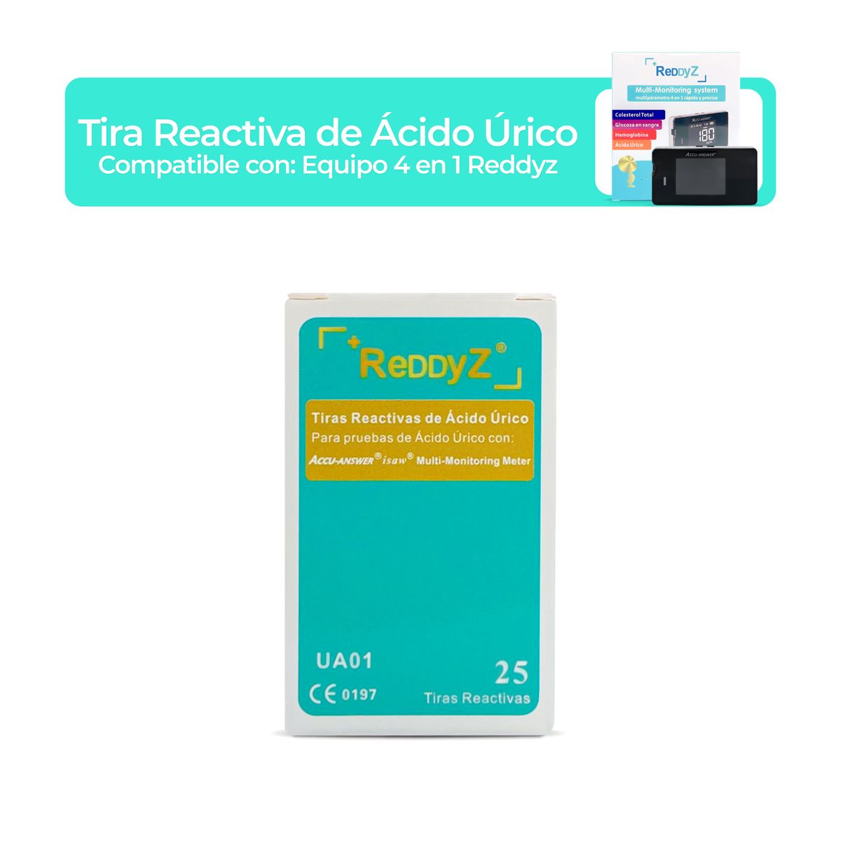GENERICO - Tira Reactiva para Ácido Úrico para Equipo 4 en 1 REDDYZ