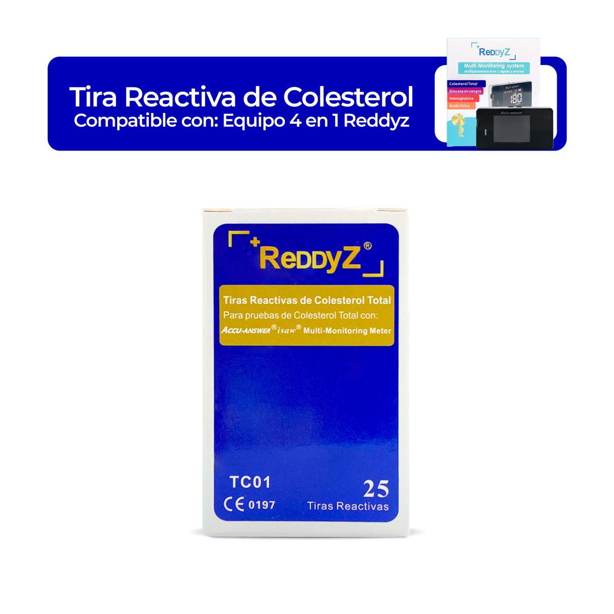 GENERICO - Tira Reactiva para Colesterol para Equipo 4 en 1 REDDYZ