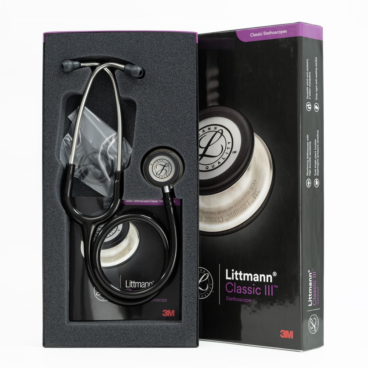 LITTMANN - Estetoscopio Littmann® Classic III™ - Negro - Código 5620