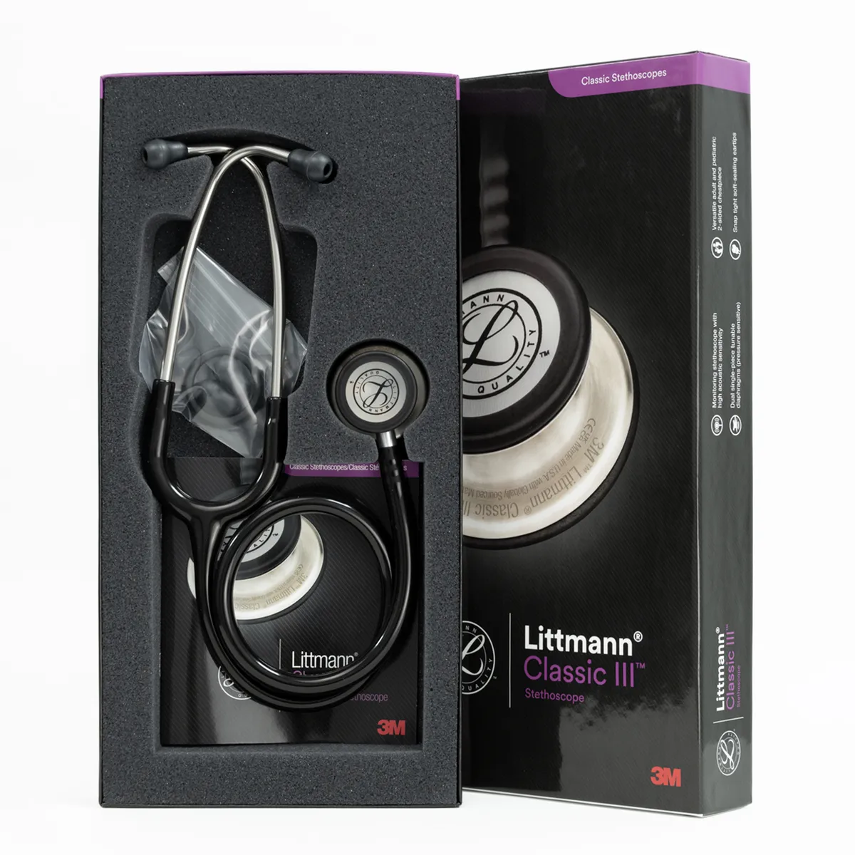 LITTMANN - Estetoscopio Littmann® Classic III™ - Negro - Código 5620