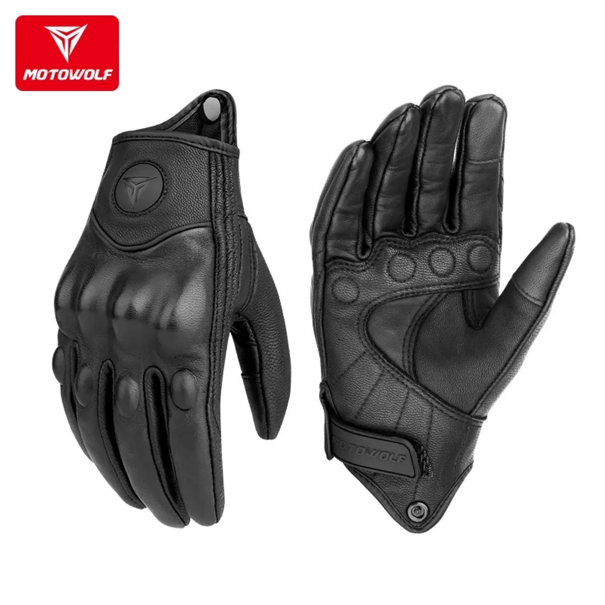 MOTOWOLF - GUANTES PARA MOTO  MOTOWOLF CUERO NATURAL PROTECCION NUDILLOS