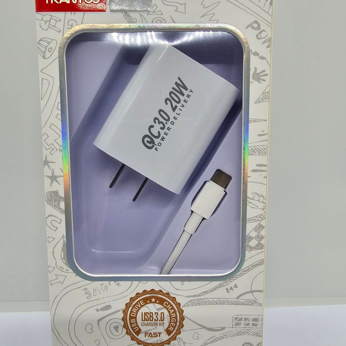 GENERICO - CARGADOR DE CELULAR TRANYOO TYPE-C 36A CARGA RAPIDA BLANCO