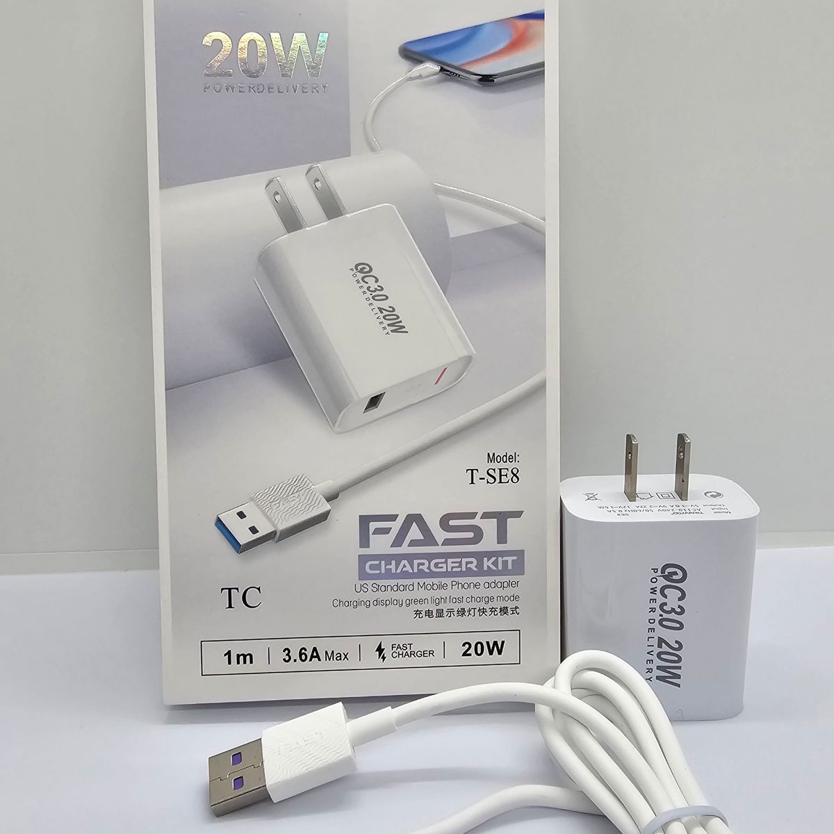 GENERICO - CARGADOR DE CELULAR TRANYOO TYPE-C 36A CARGA RAPIDA BLANCO