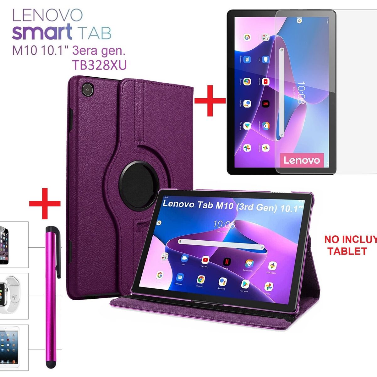 GENERICO - Funda + Mica + Lapiz para Lenovo M10 3era Gen 10.1 4G Lte TB328XU Case.