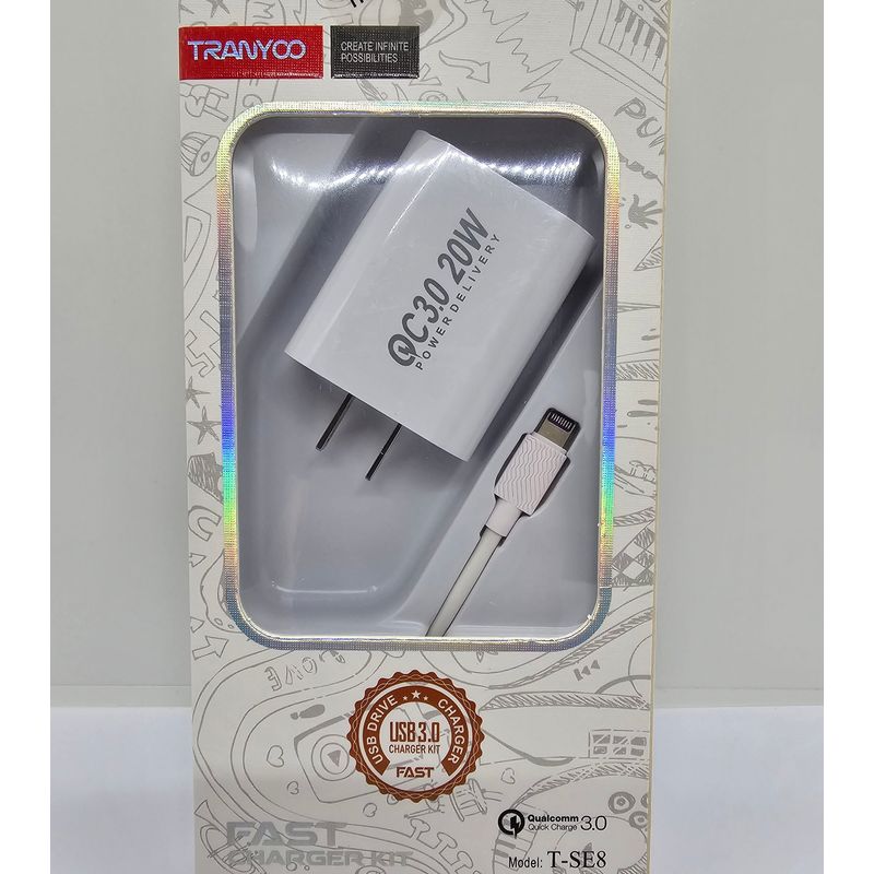 GENERICO - CARGADOR DE CELULAR TRANYOO TIPO IP 36A BLANCO
