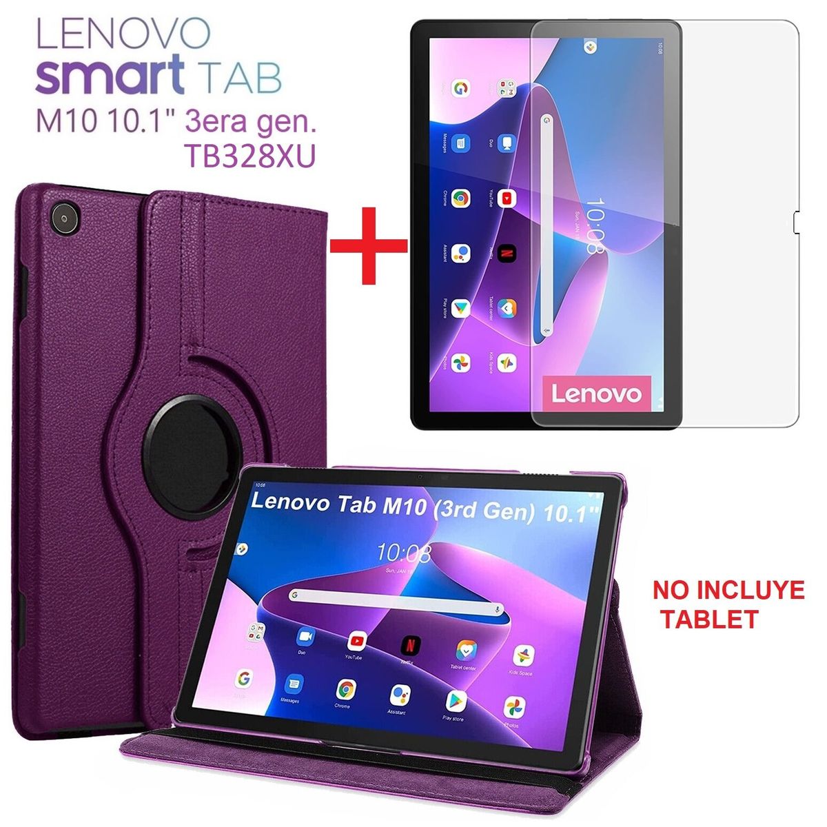 GENERICO - Funda Case + Mica de Vidrio para Lenovo M10 3era Gen 10.1 4G TB328XU.