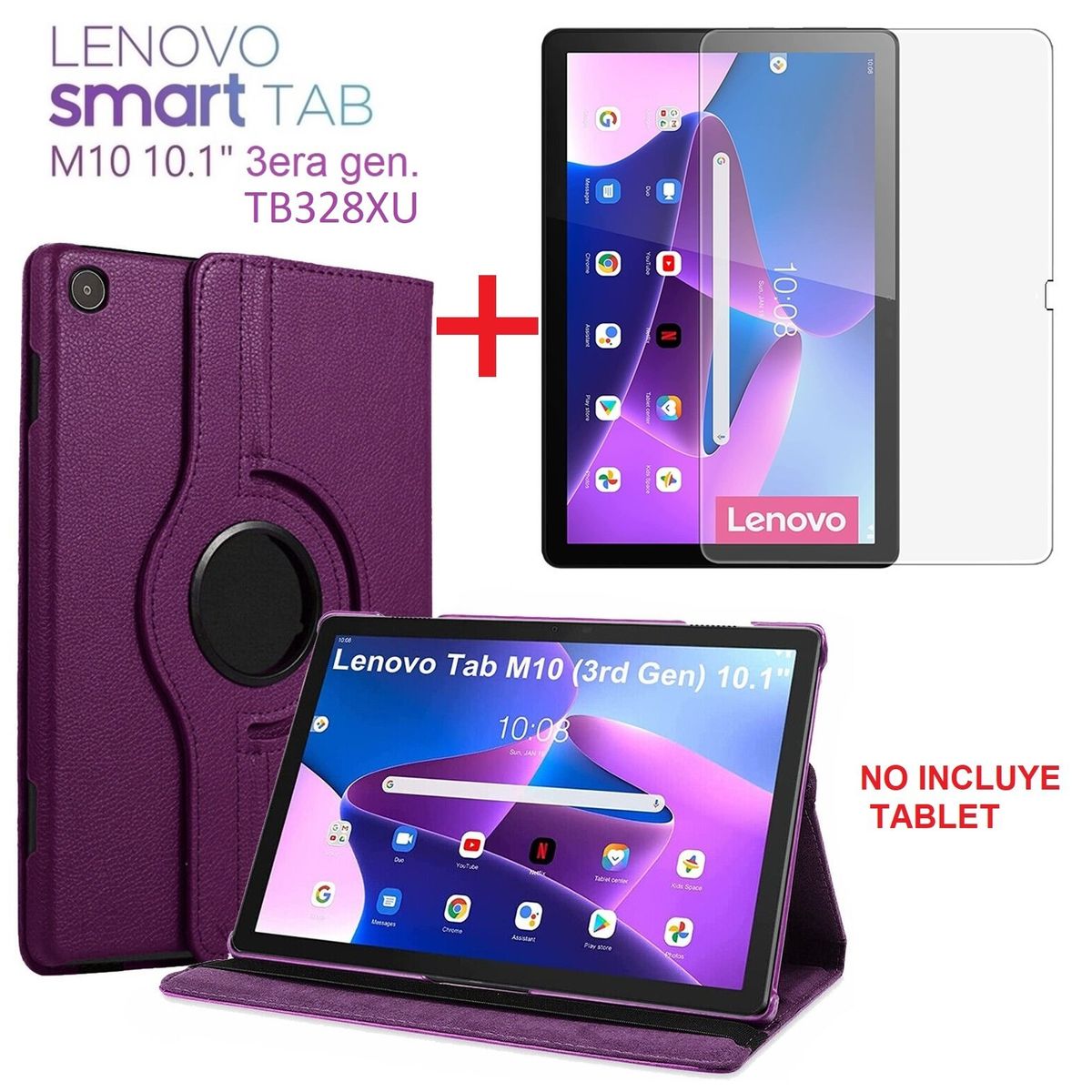 GENERICO - Funda Case + Mica de Vidrio para Lenovo M10 3era Gen 10.1 4G TB328XU.