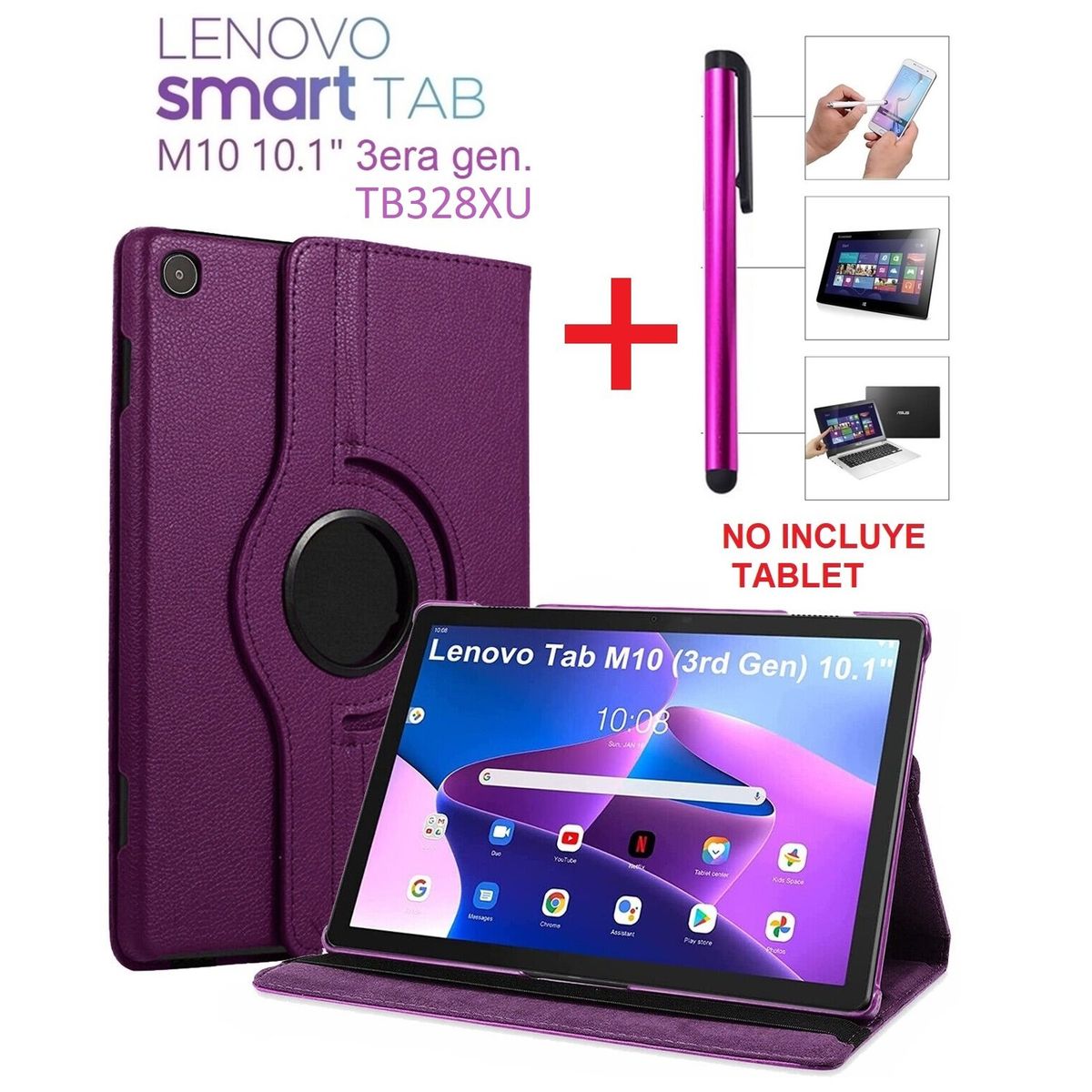 GENERICO - Funda Case + Lapiz Tactil para Lenovo M10 3era Gen 10.1 4G Lte TB328XU.