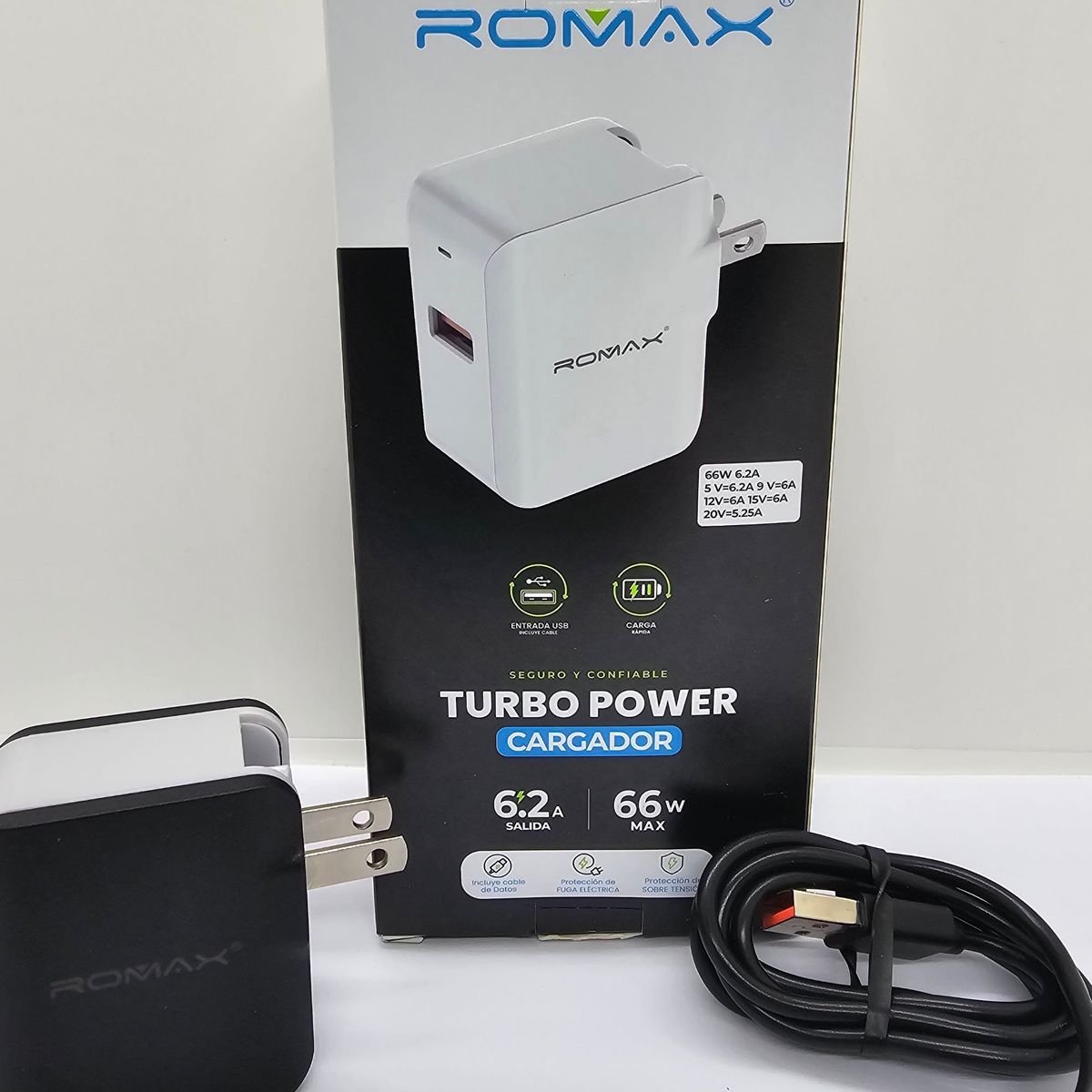 ROMAX - CARGADOR DE CELULAR ROMAX TYPE C 66W NEGRO