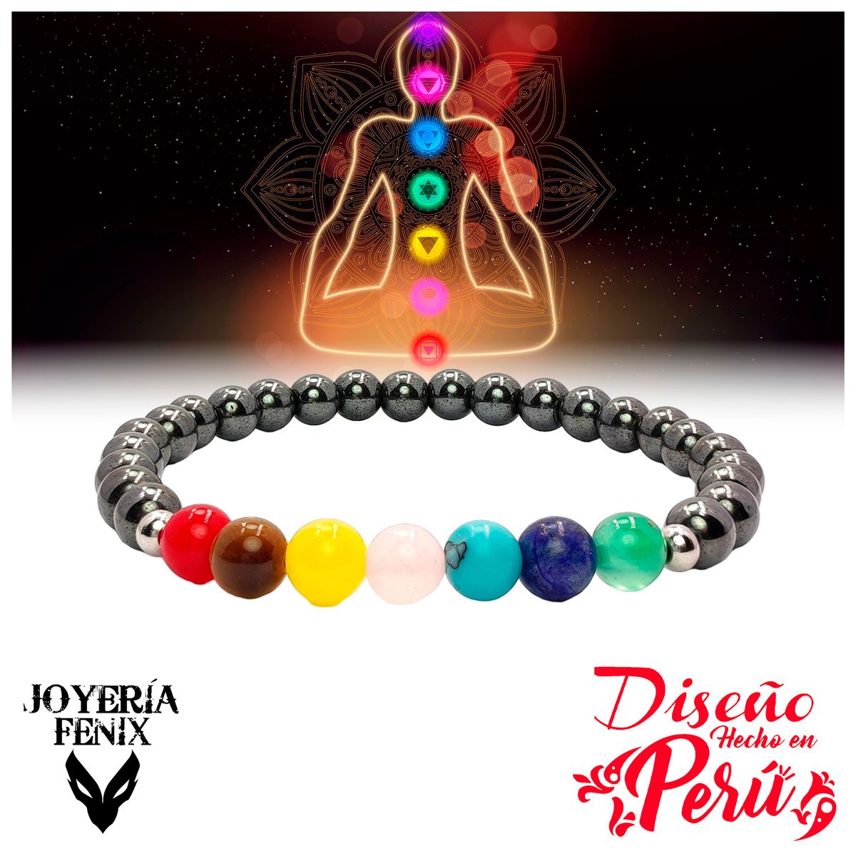 JOYERIA FENIX - Pulsera 7 Chakras Piedras Naturales - Joyería Fenix