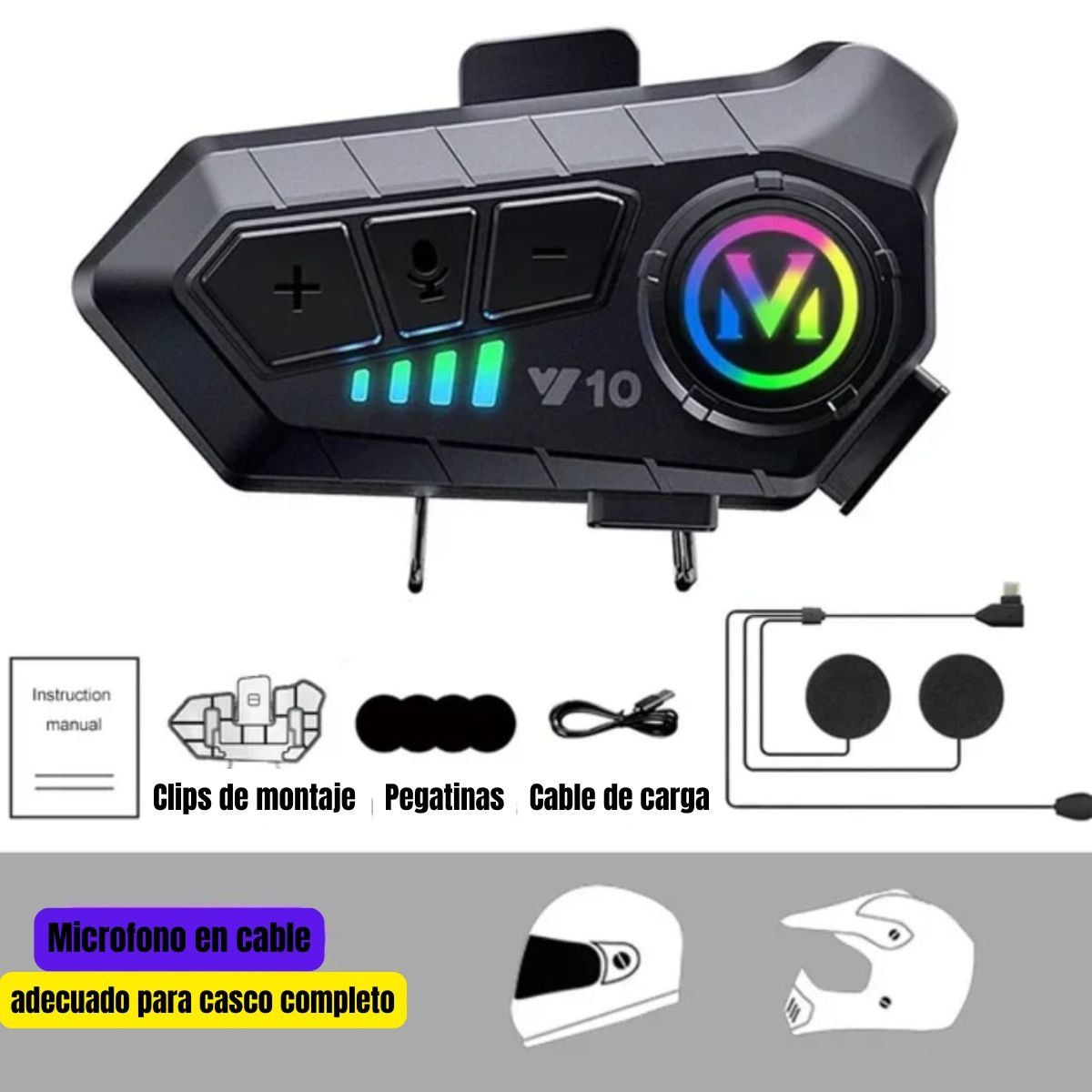 GENERICO - Auriculares Para Casco De Moto Bluetooth Inalámbrico Desmontable