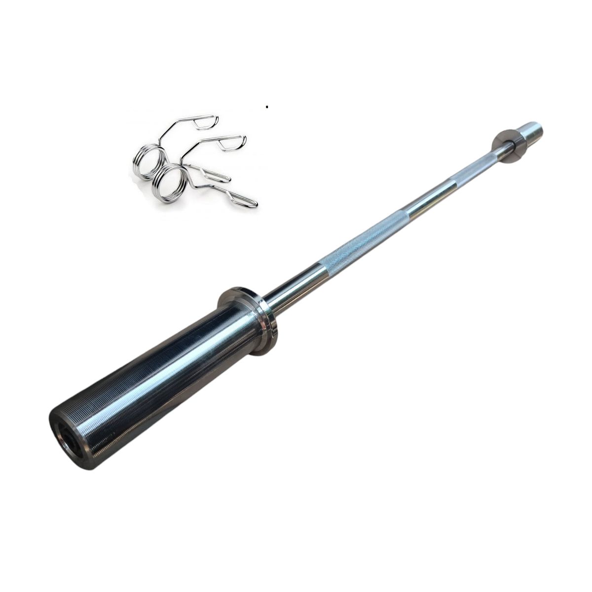 GENERICO - Barra Recta Olimpica Cromada 120 Cm + Seguros