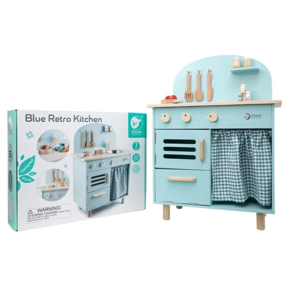 CLASSIC WORLD - Cocina Retro Azul Blue Retro Kitchen de Madera Classic World