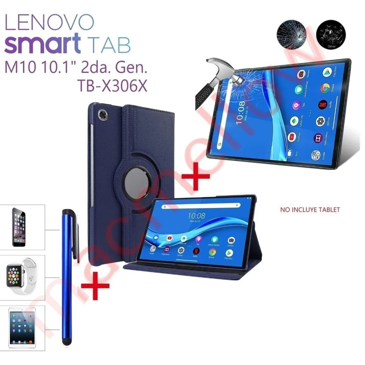 GENERICO - Funda + Mica + Lapiz para Lenovo M10 2da Gen 10.1 4G Lte TB-X306X Case.