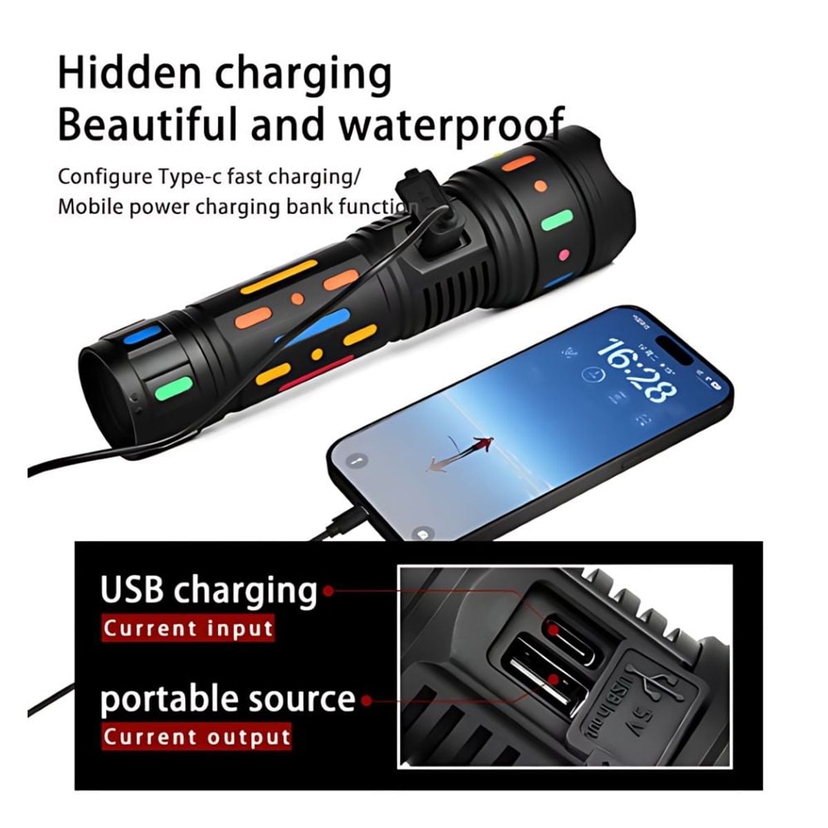 GENERICO - Linterna Táctica Profesional 3000 Metros Alta Potencia 30W Mod: L670A