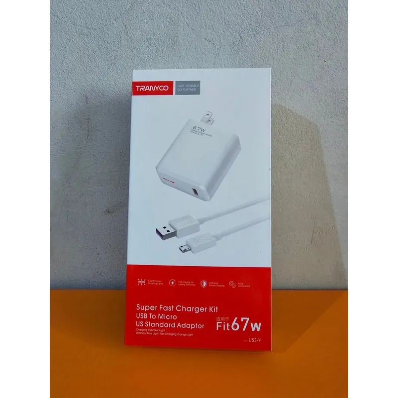 TRANYOO - CARGADOR DE CELULAR TRANYOO FIT 67W V8 BLANCO