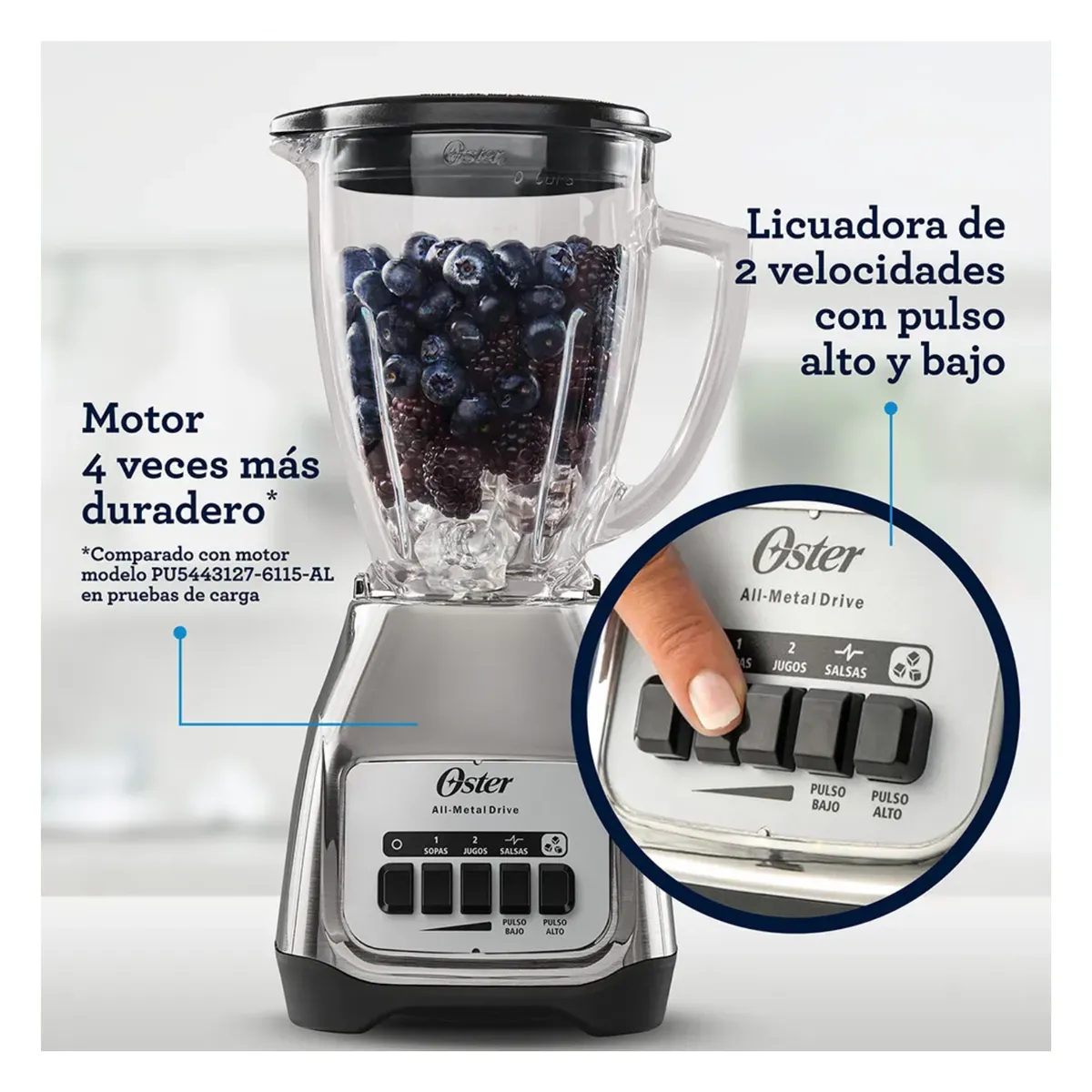 OSTER - Licuadora Oster de 1.5L con 550 watts – Plateada Kaliman