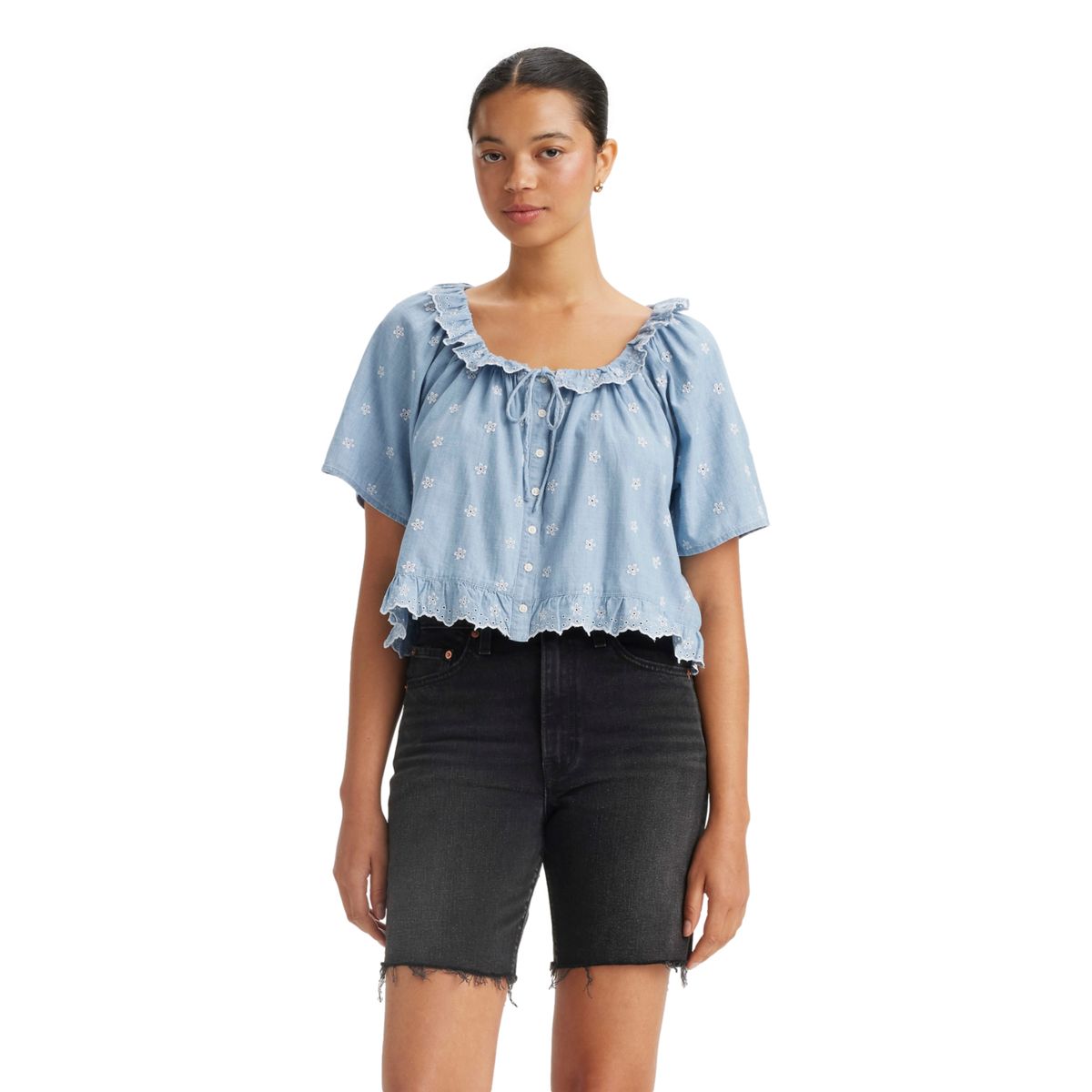 LEVIS - Blusa Mujer Lyca Manga Corta Celeste Levis