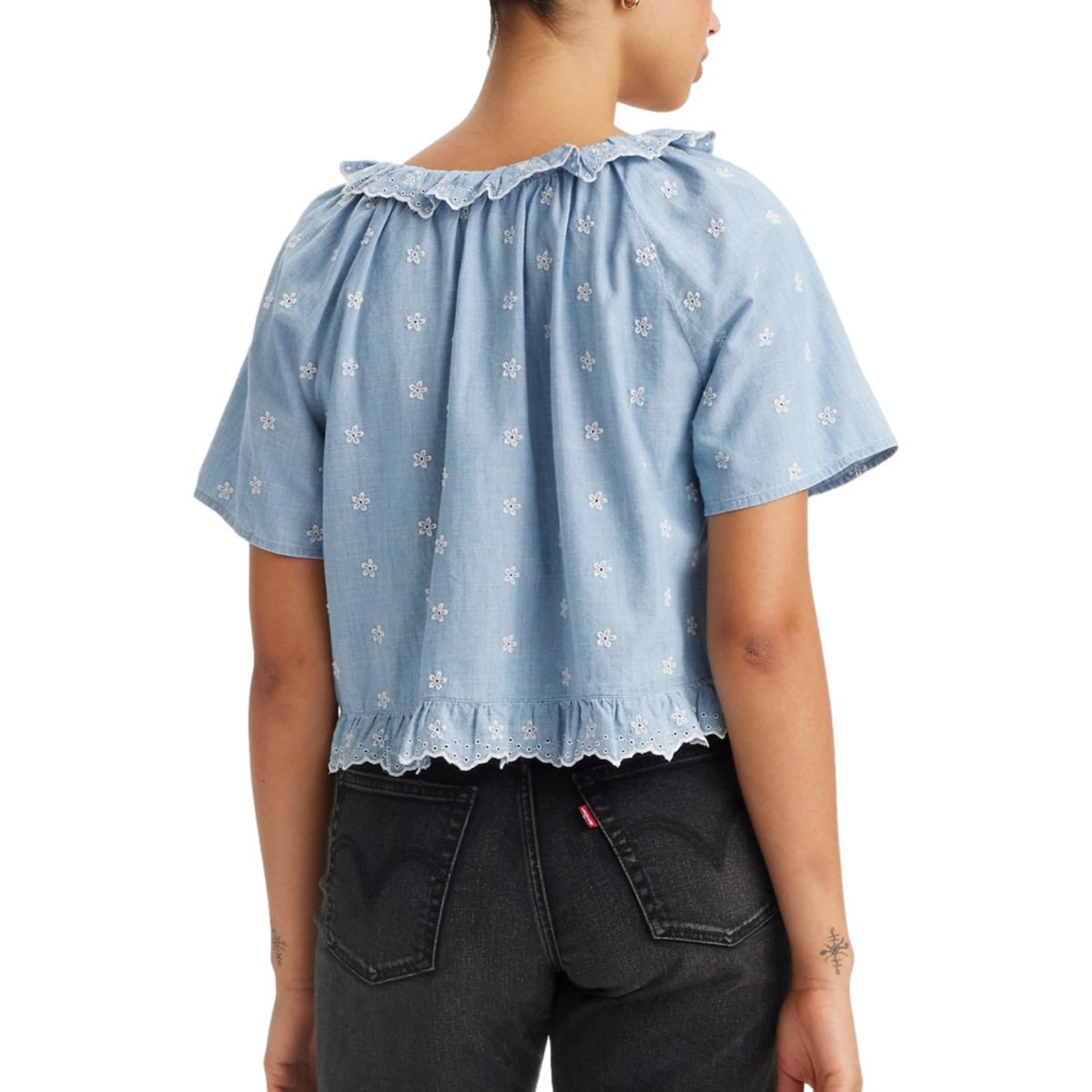 LEVIS - Blusa Mujer Lyca Manga Corta Celeste Levis