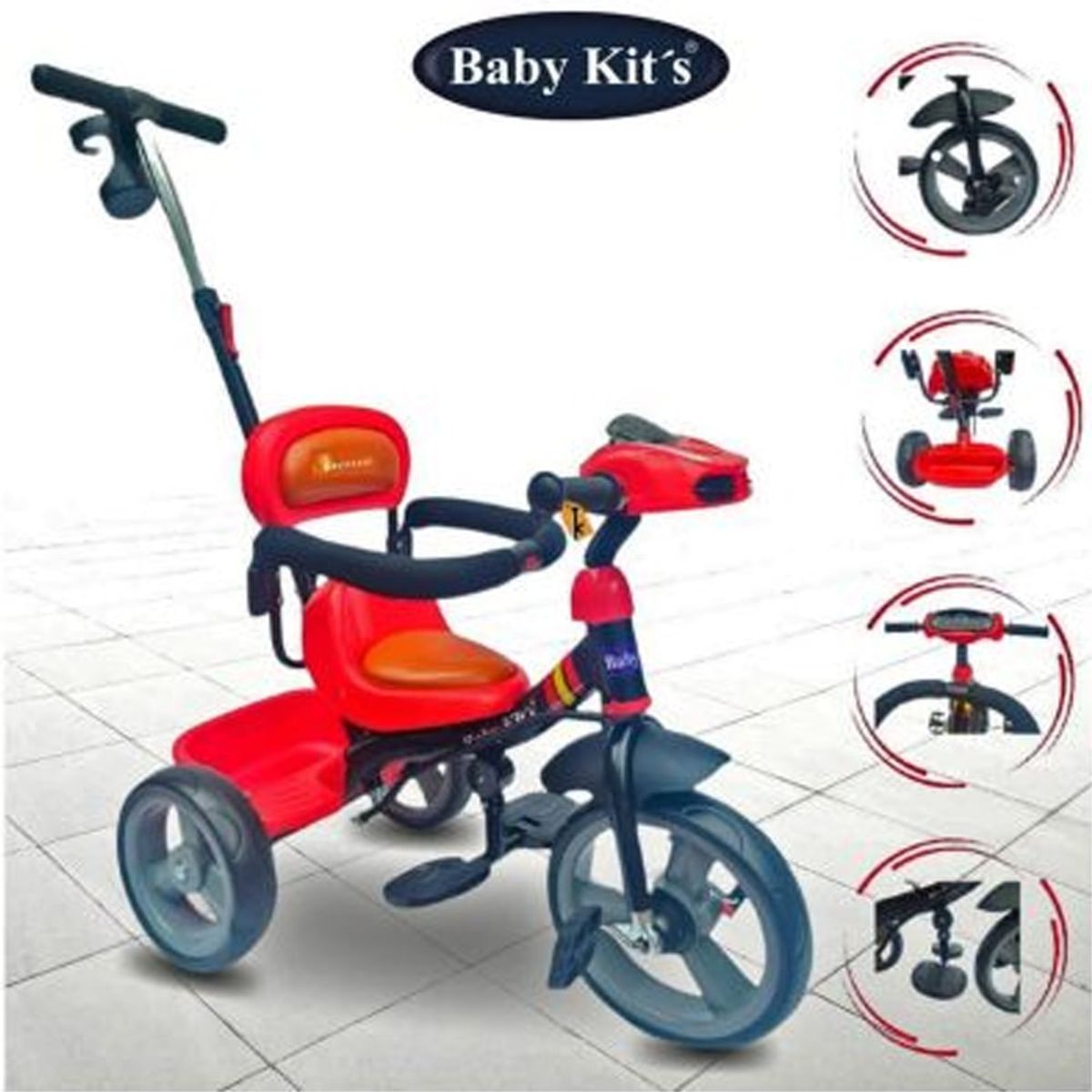 BABY KITS - Triciclo Guiador BABY KITS »OTTIMO» Red
