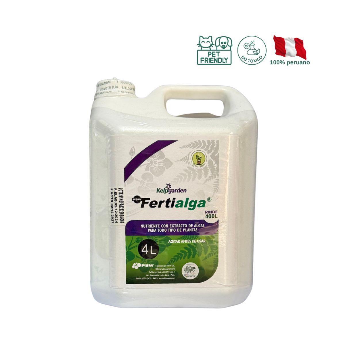 GREEN SUPPLY - Fertilizante Pet friendly - Fertialga 4 lt