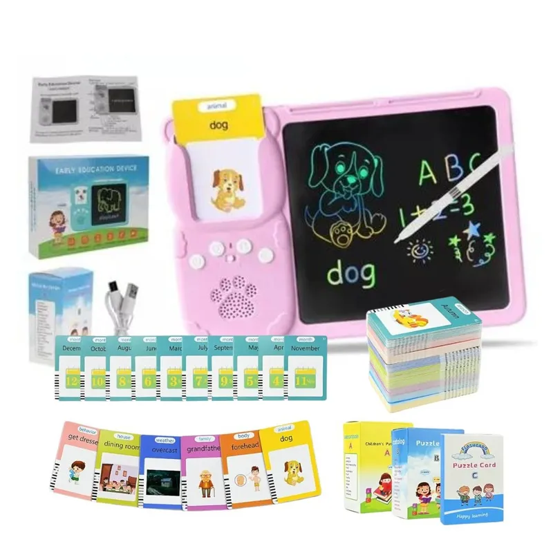 GENERICO - Tarjetas Didácticas Audibles Con Pizarra Mágica LCD Rosado