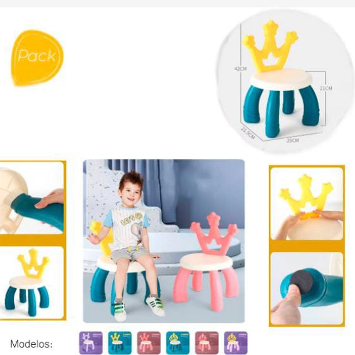 GENERICO - Pack de 2 sillas divertidas para bebes niño y niñas